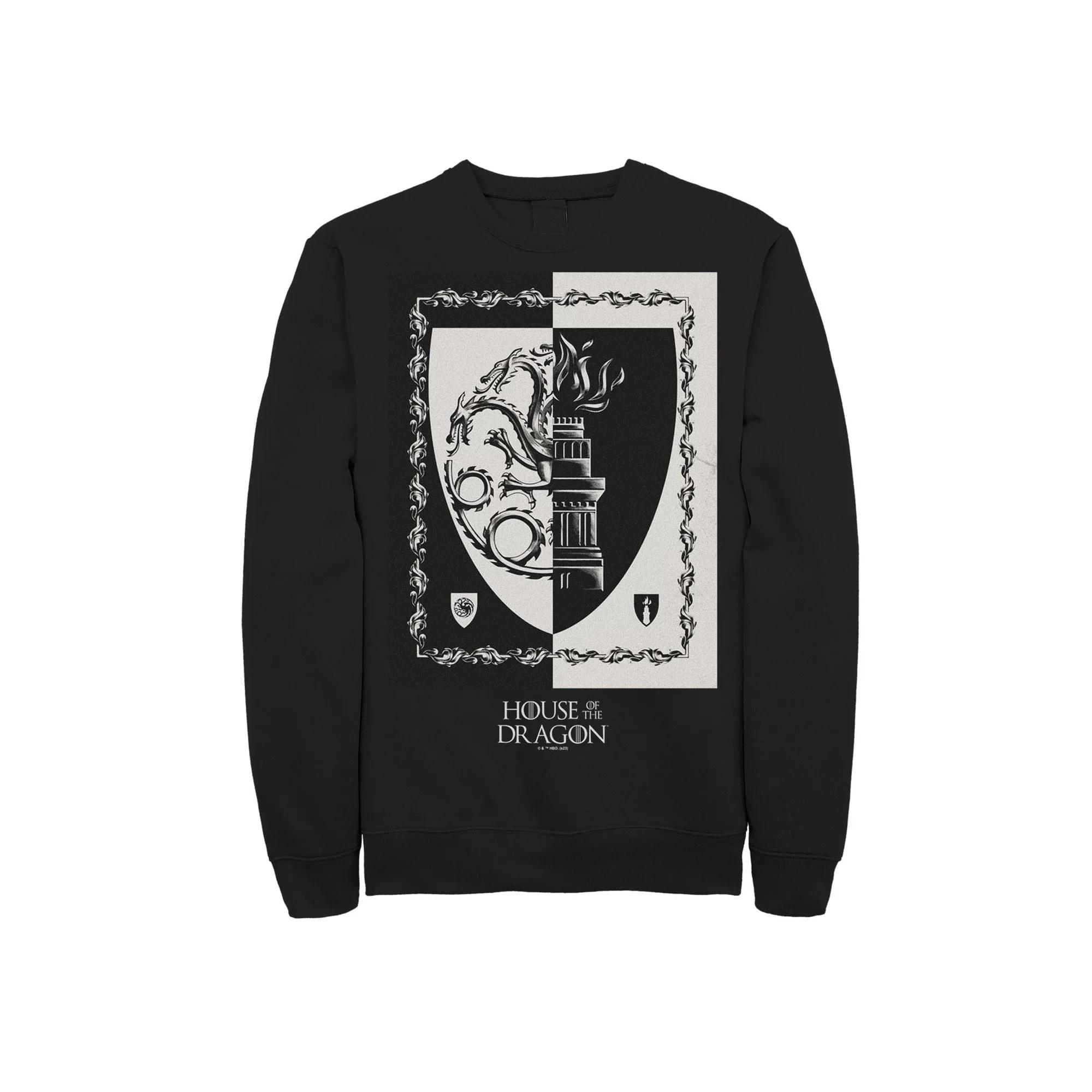 Men's House Of The Dragon Black & White Shield Fleece Sweatshirt,  Product Image