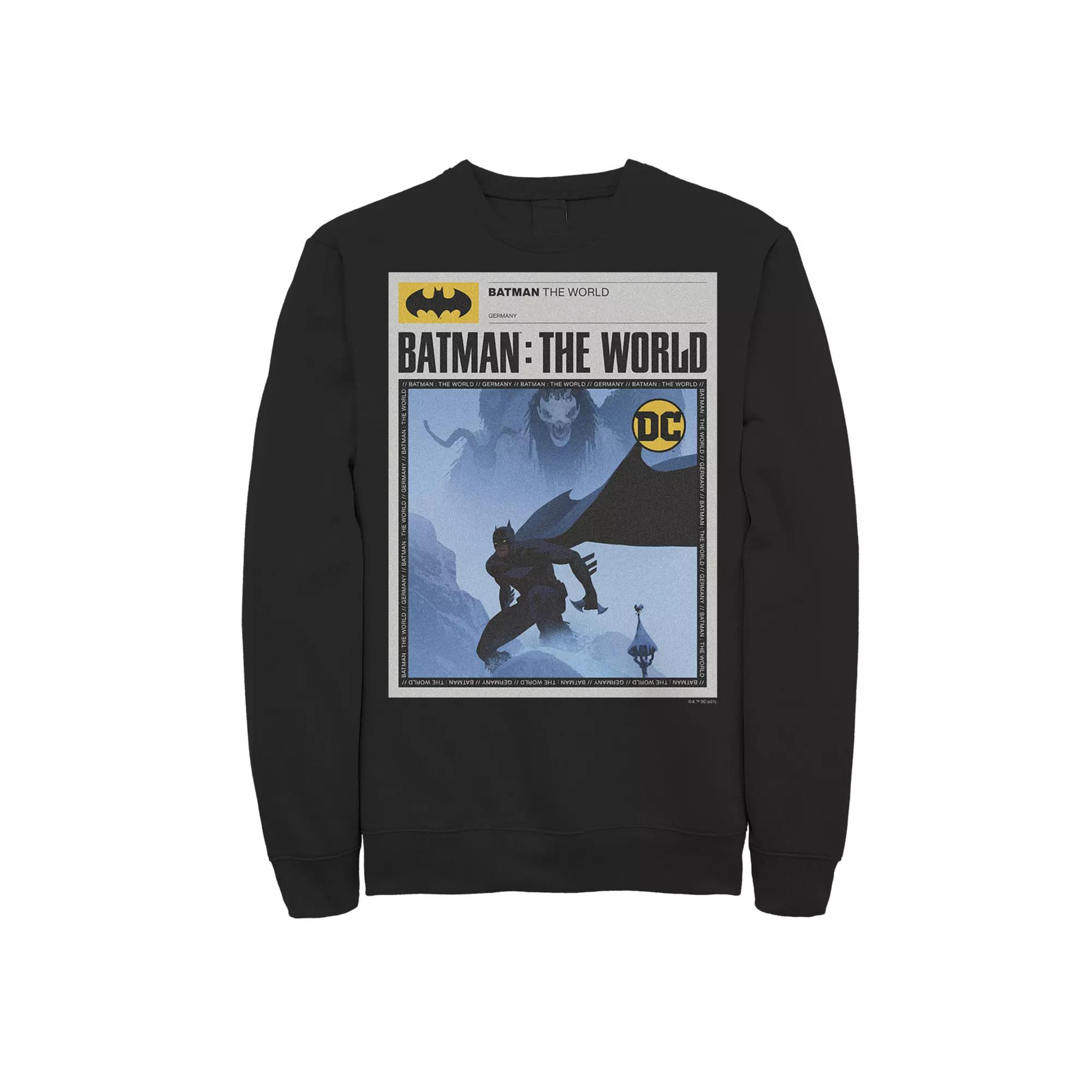 Men's Batman: The World Germany News Poster Sweatshirt, Boy's,  Product Image