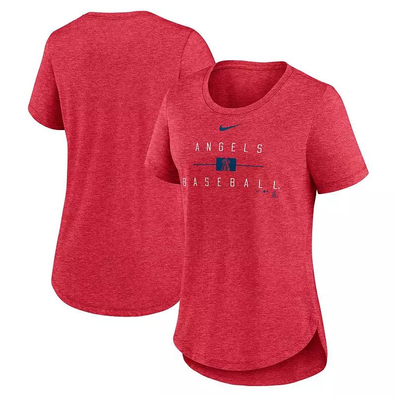 Womens Nike Heather Los Angeles Angels Knockout Team Stack Tri-Blend T-Shirt Product Image