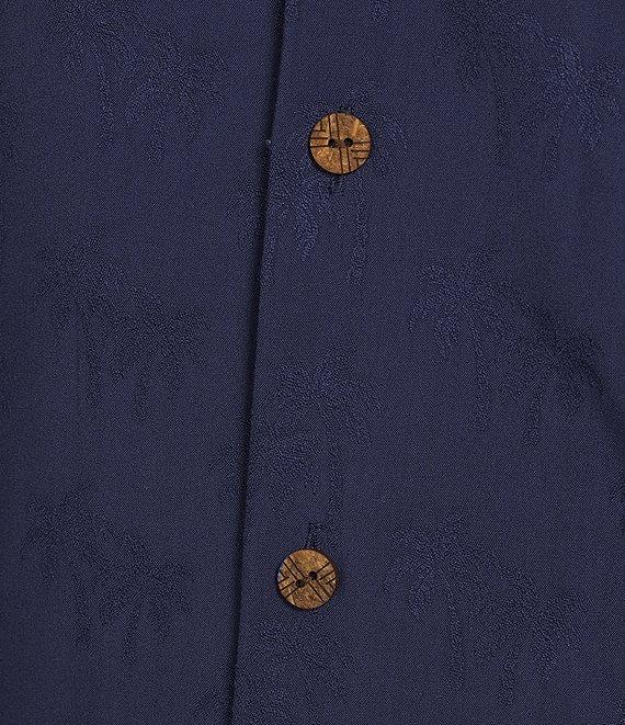 Caribbean Palm Trees Jacquard Short Sleeve Woven Camp Shirt Product Image