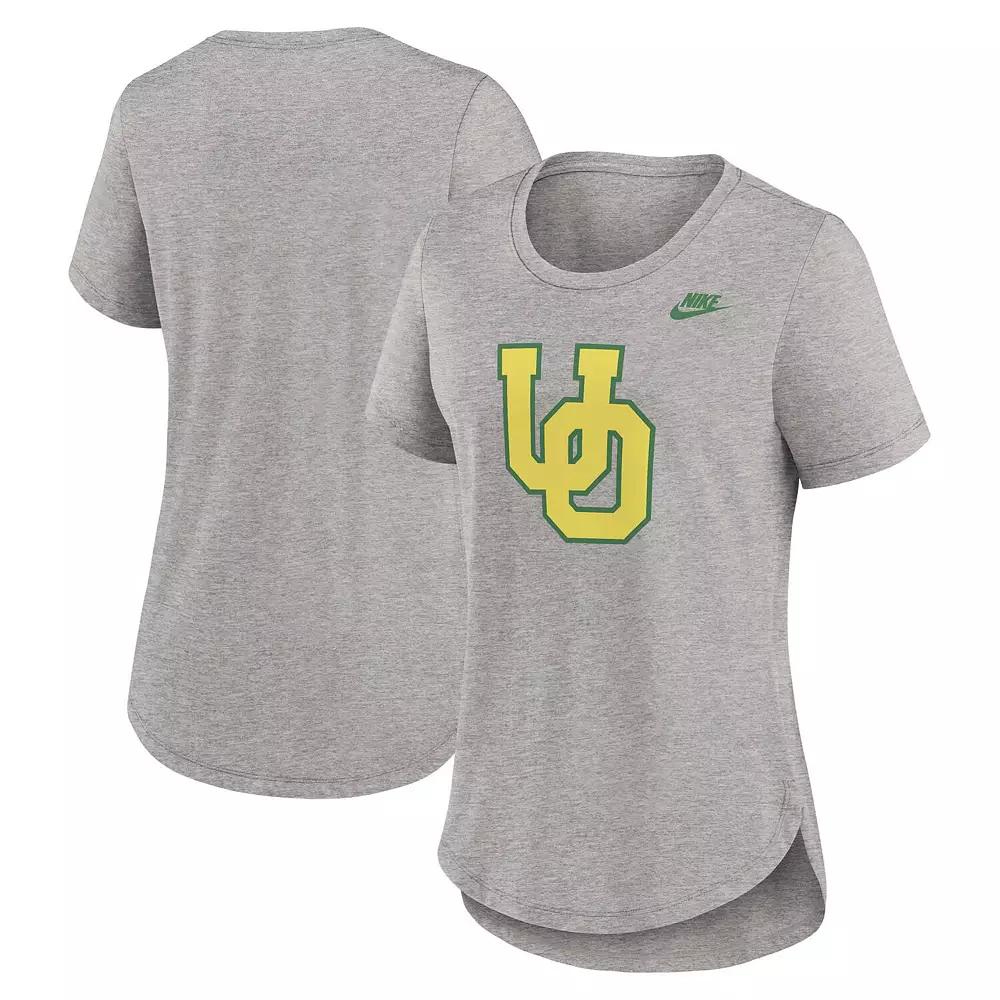 Women's Nike Heather Gray Oregon Ducks Legacy Tri-Blend T-Shirt, Size: XL, Grey Product Image