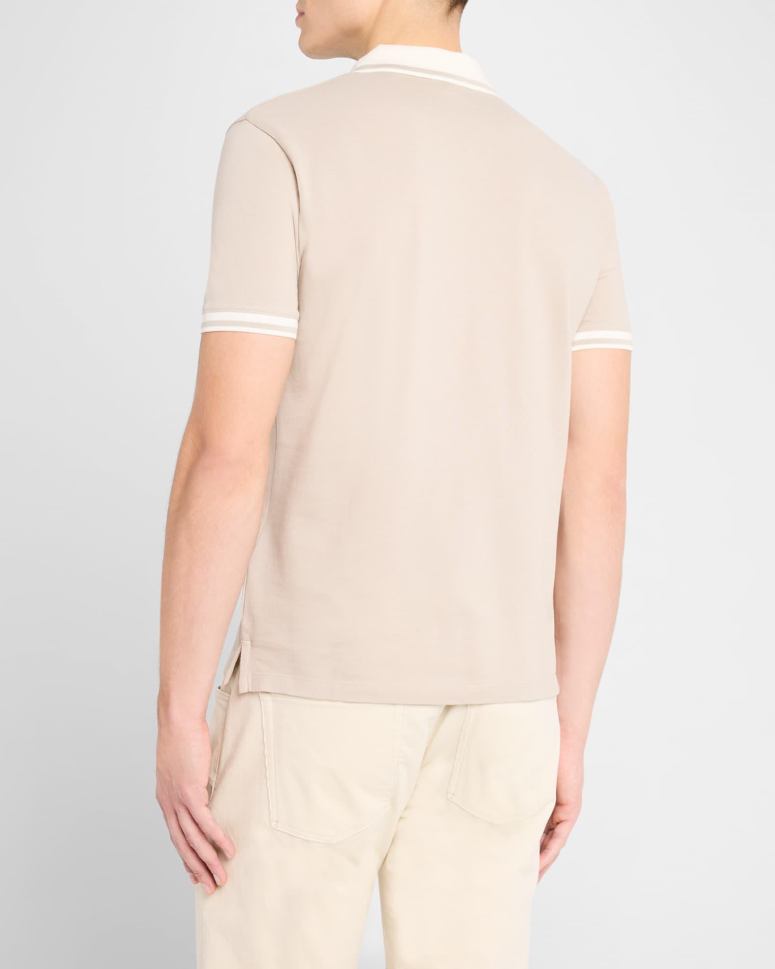 Men's Cotton Tipped Johnny Collar Polo Shirt Product Image