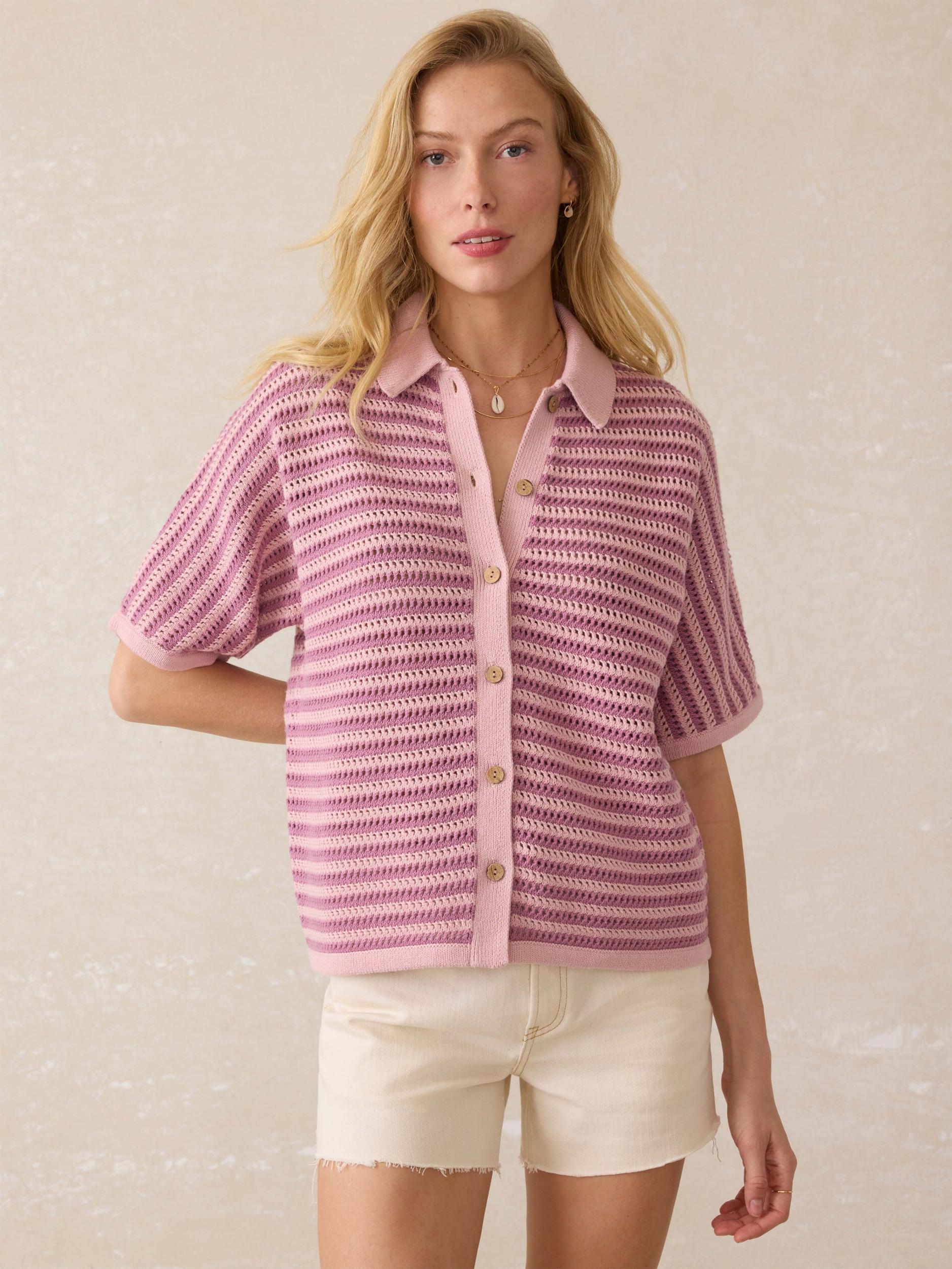 Seacoast Crochet Cabana Shirt - Mini Orchid Stripe Product Image