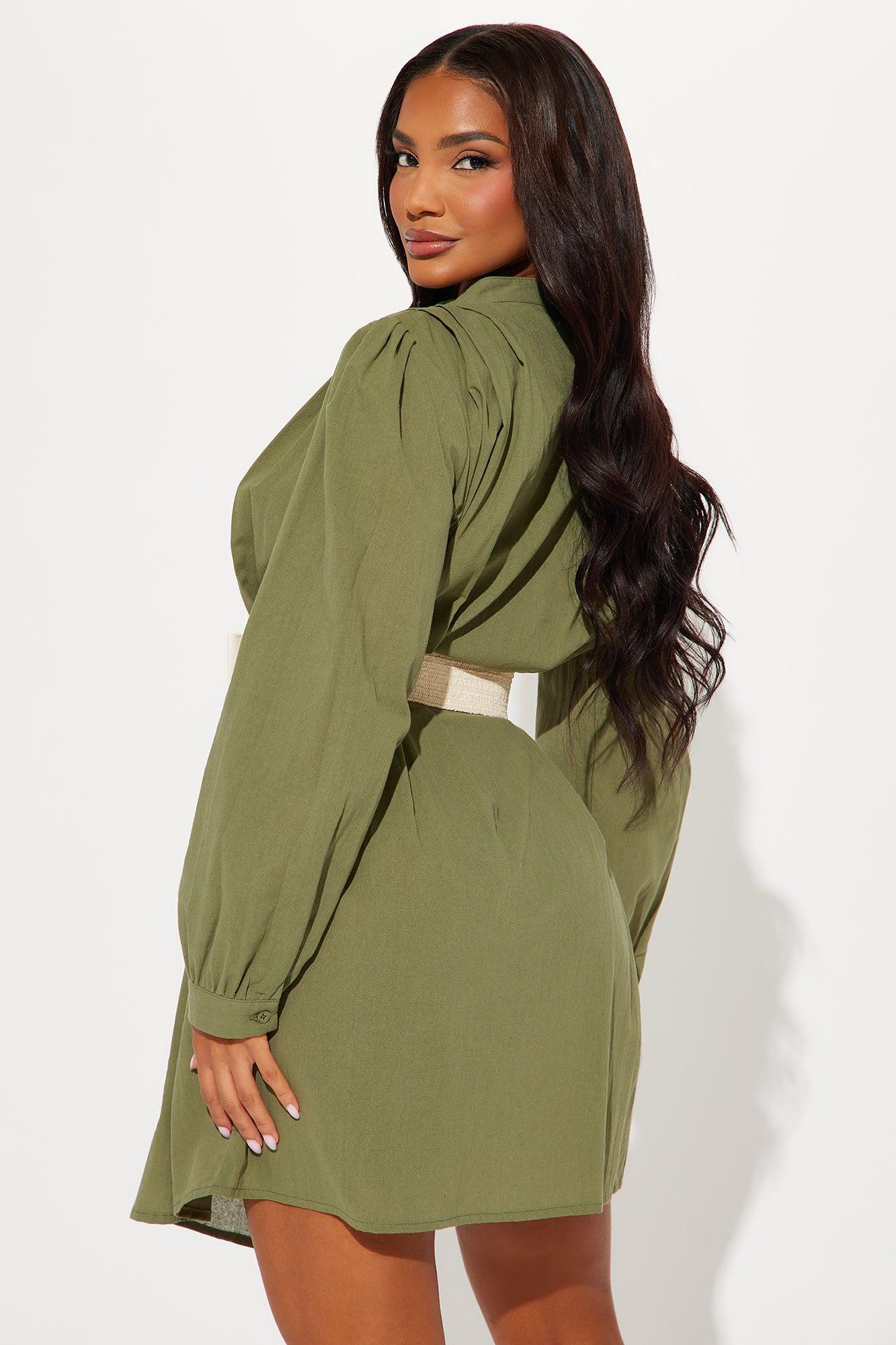 Ayami Mini Shirt Dress - Olive Product Image