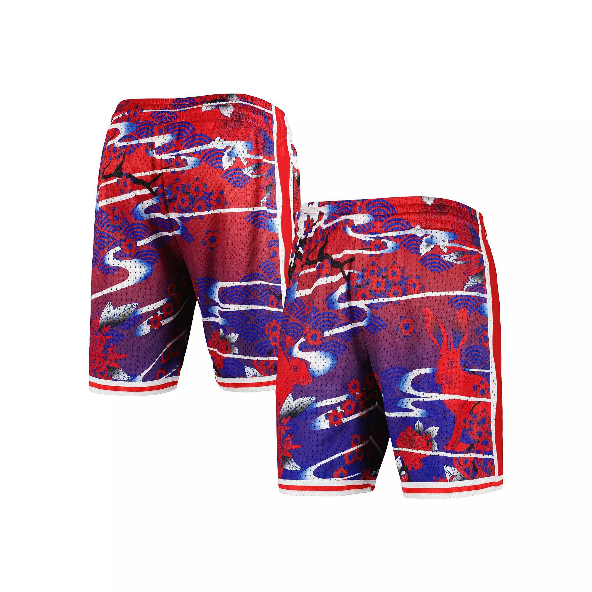 Men's Mitchell & Ness Red Philadelphia 76ers Lunar New Year Swingman Shorts,  Product Image