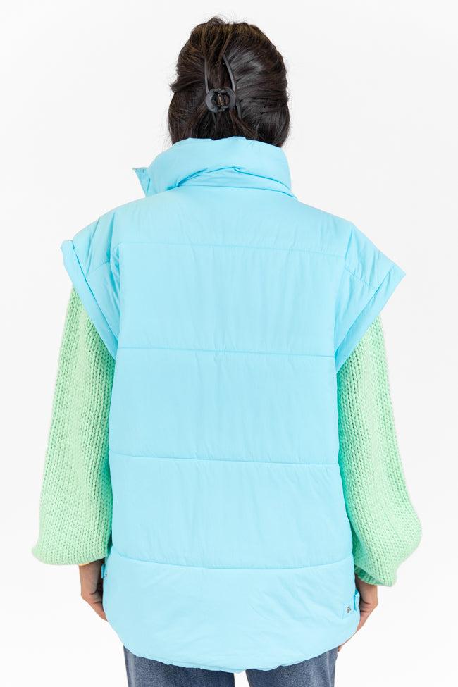 Going Upstate Blue Oversized Puffer Vest FINAL SALE Product Image