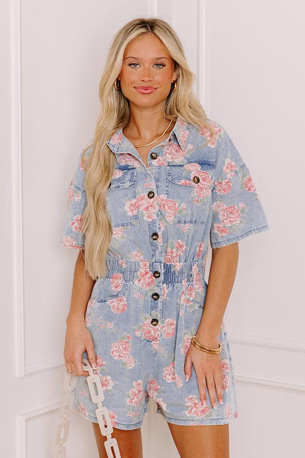 Garden Picnic Chambray Floral Romper Product Image