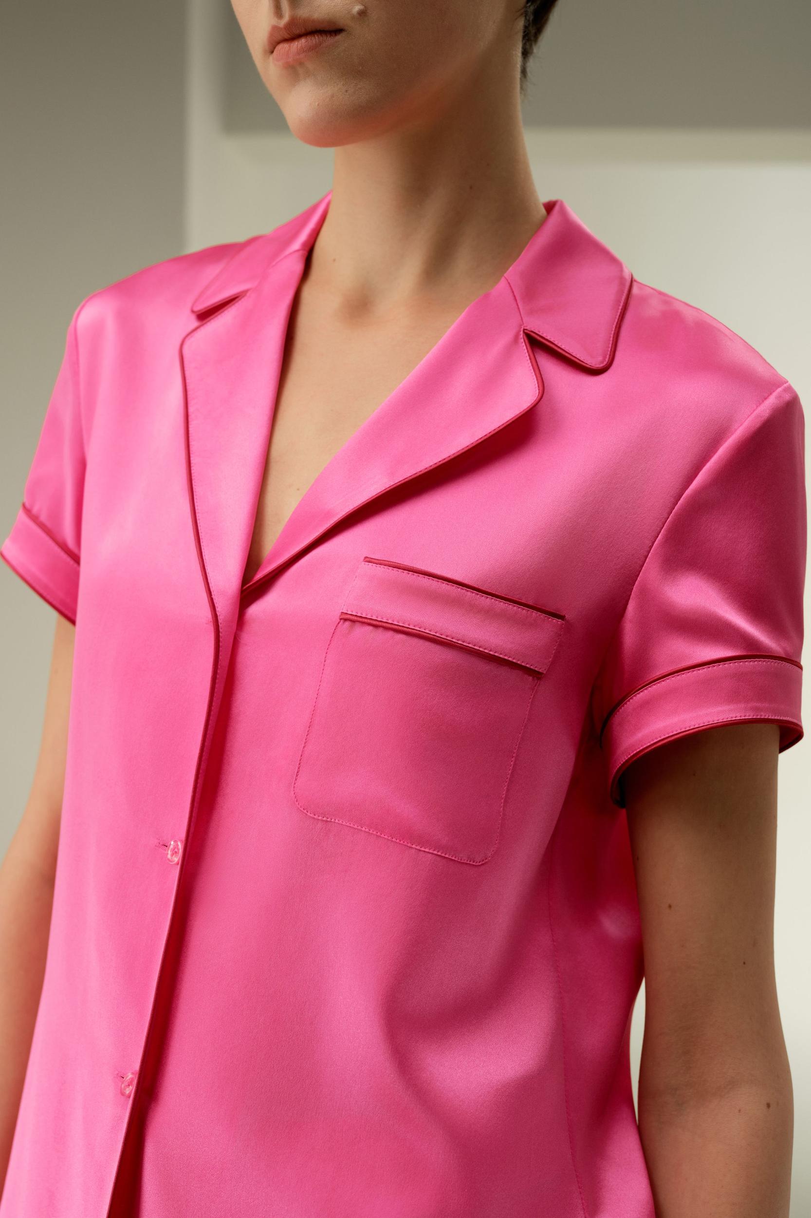 LSxES Contrast-Trimmed Silk Shirt Product Image