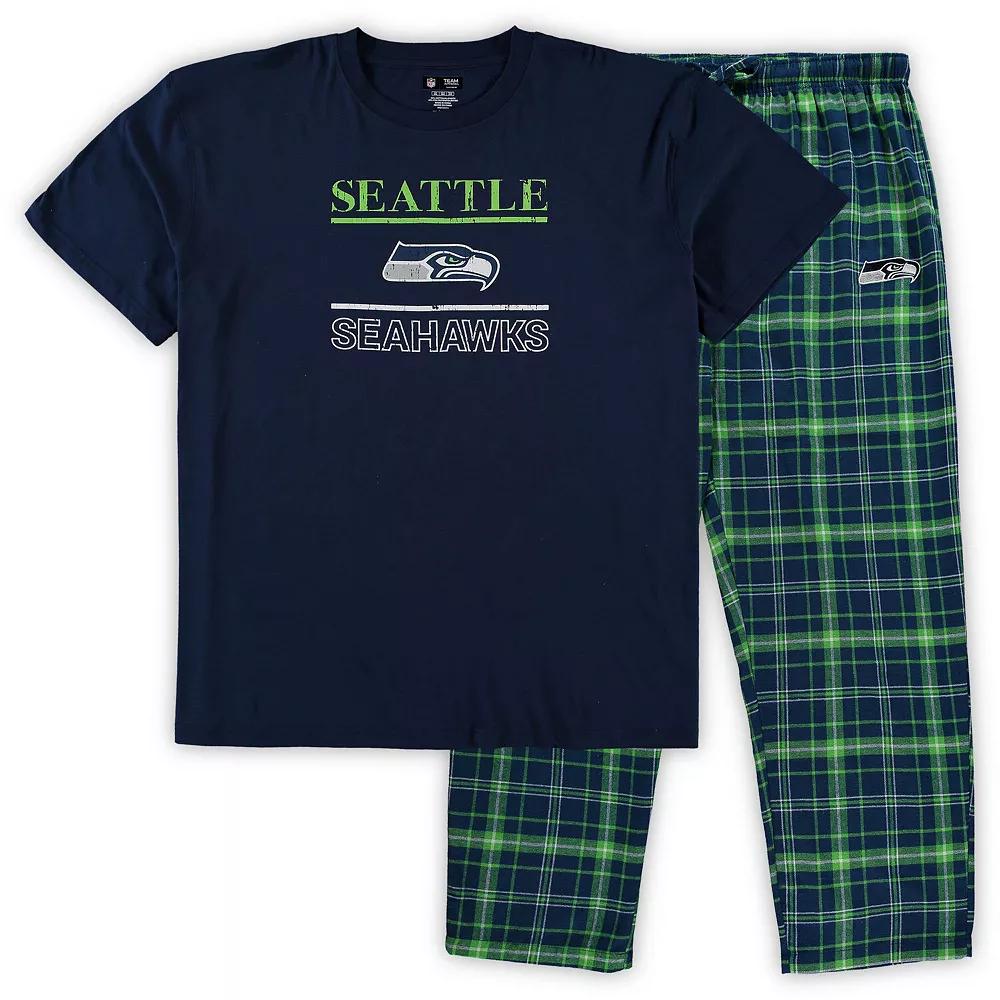 Men's Concepts Sport College Navy Seattle Seahawks Big & Tall Lodge T-Shirt and Pants Sleep Set, Size: 3XB, Blue Product Image