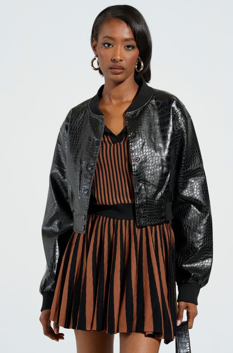 WHAT I WANT FAUX LEATHER BOMBER Product Image