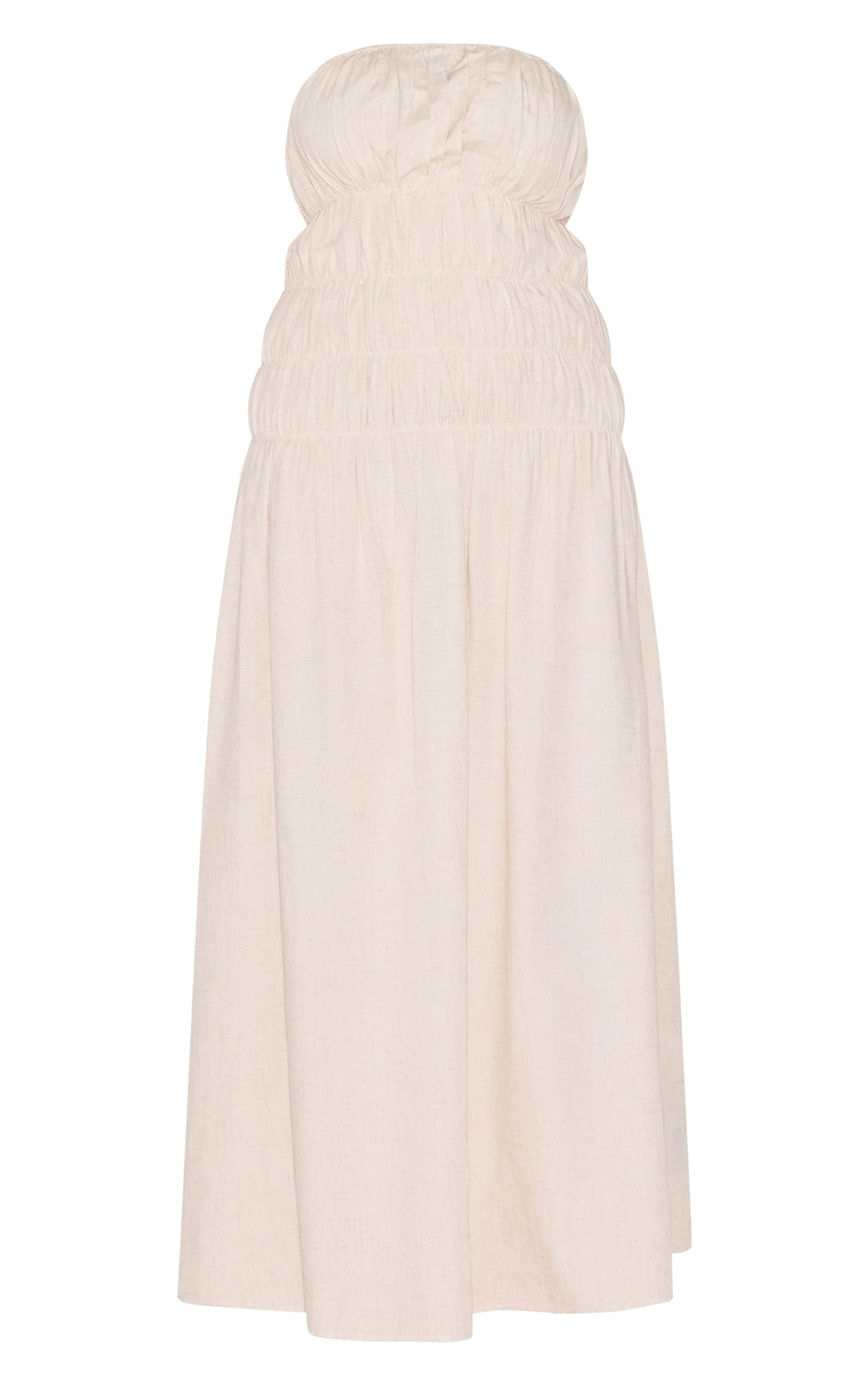 Plus Natural Bandeau Ruched Detail Maxi Dress Product Image