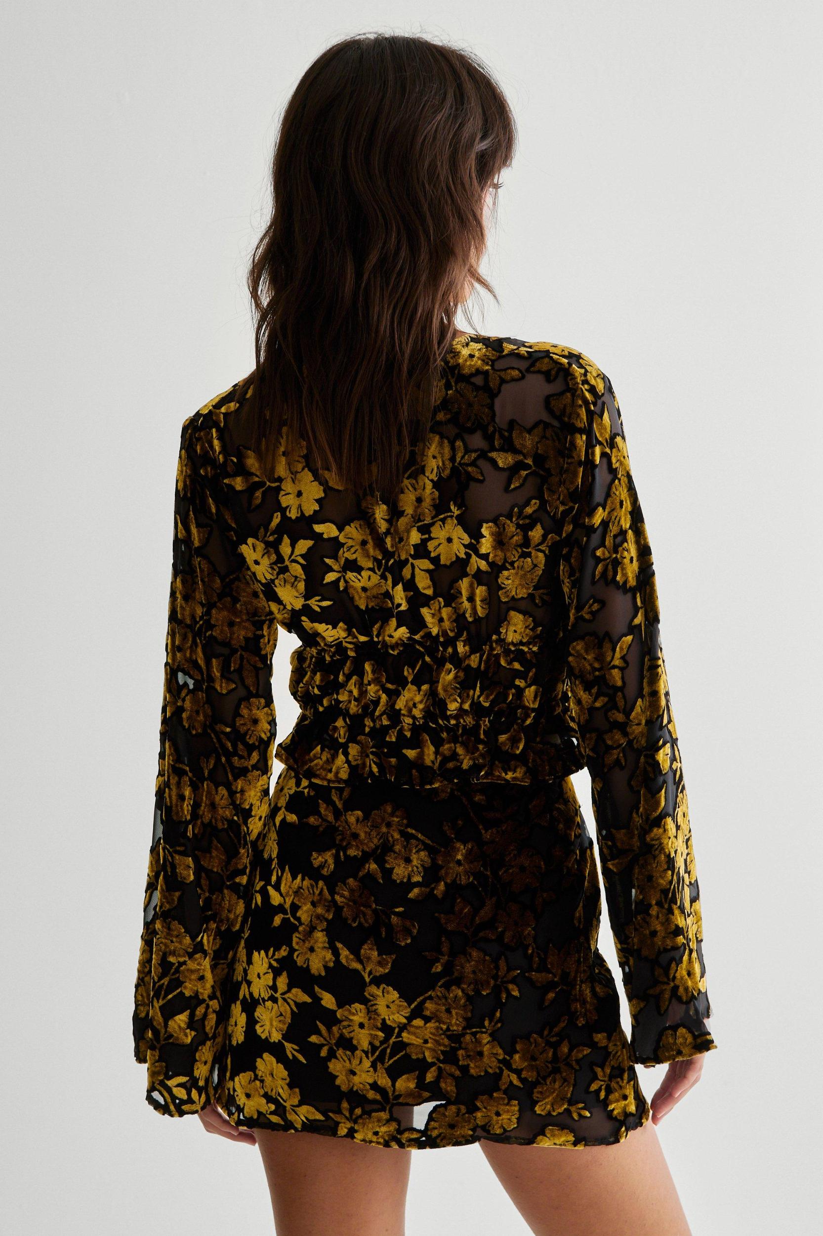 Floral Devore Mini Skirt Product Image