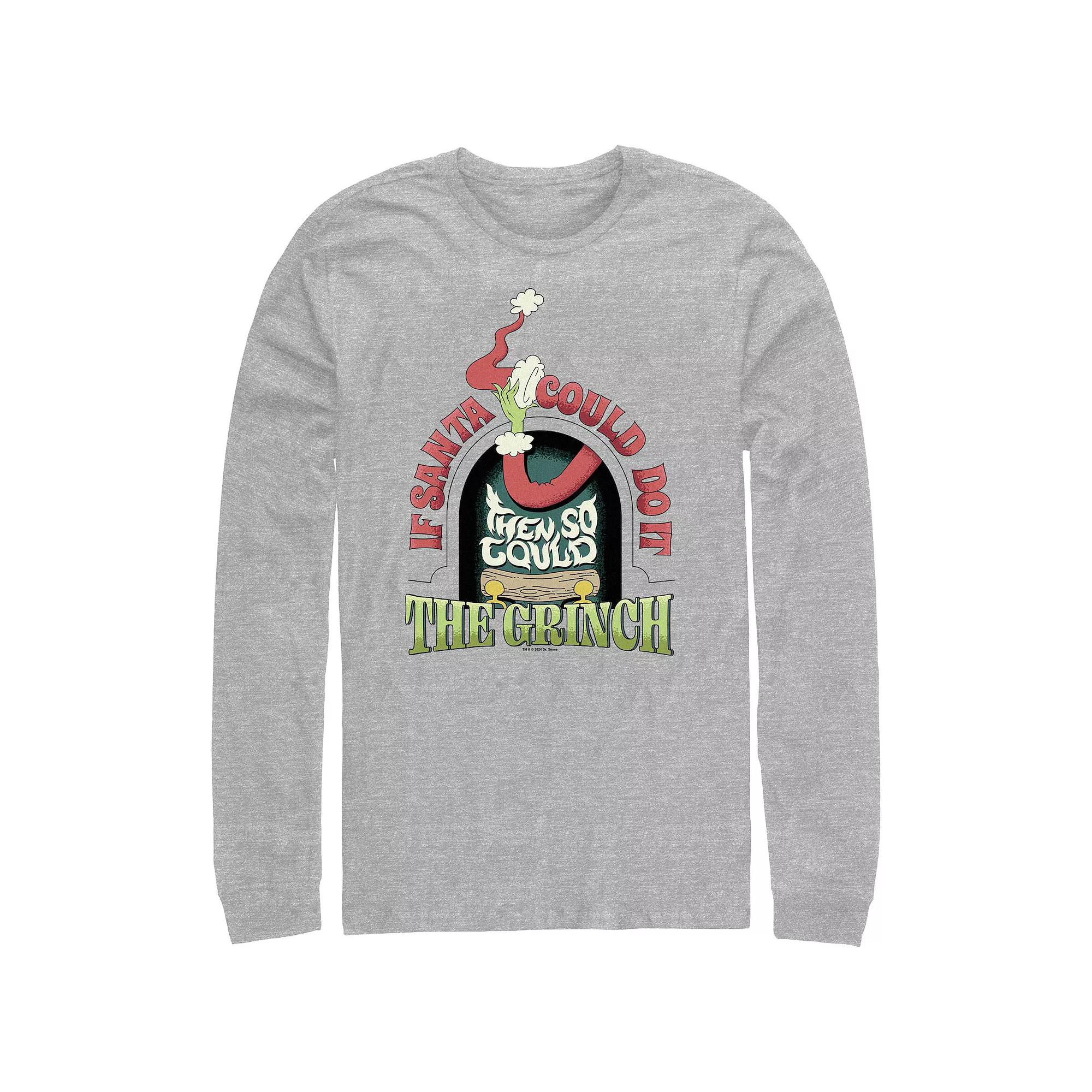 Big & Tall Dr. Seuss Grich If Santa Could Do It Long Sleeve Graphic Tee, Men's, Size: Small, Athletic Grey Product Image