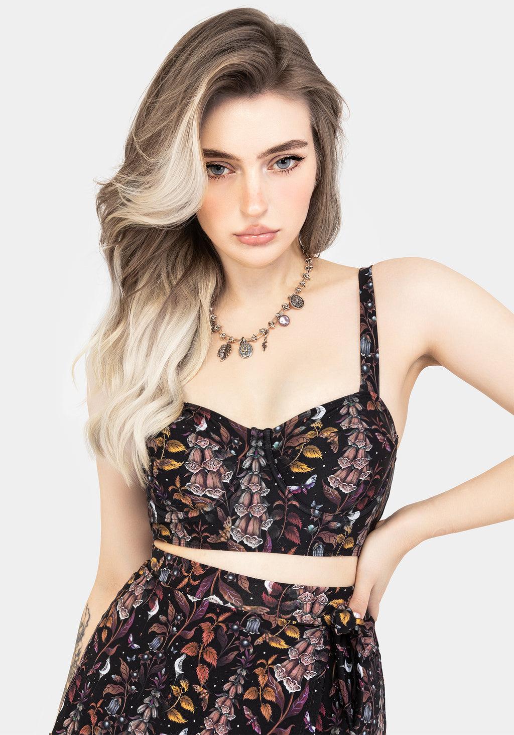 Foxglove Floral Print Bikini Top Product Image