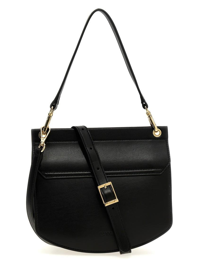 GANNI Small Shoulder Bag With Adjustable Strap And Gold-tone Hardware In Black Product Image