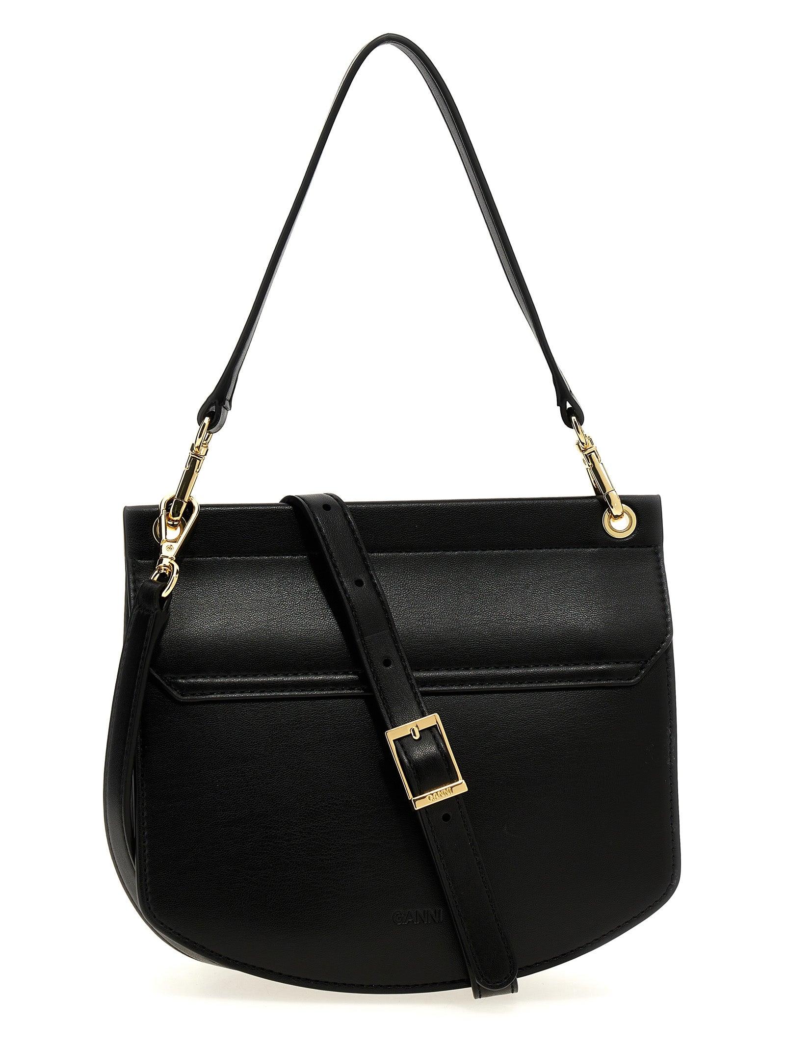 GANNI Small Shoulder Bag With Adjustable Strap And Gold-tone Hardware In Black Product Image