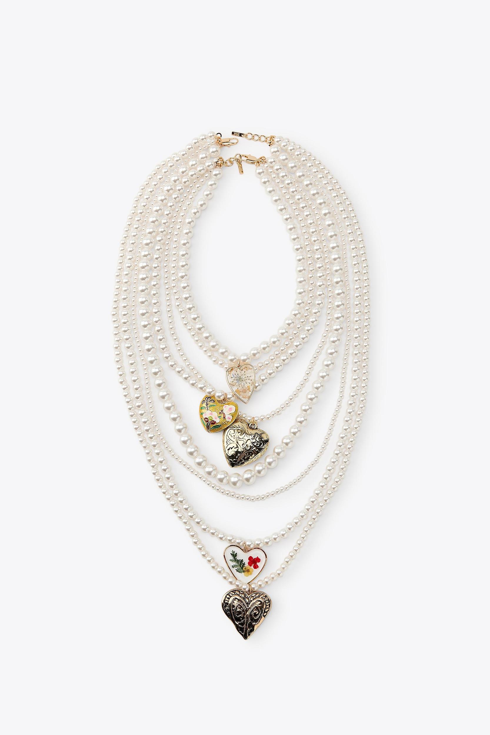 PACK OF 2 HEART AND PEARL NECKLACES Product Image