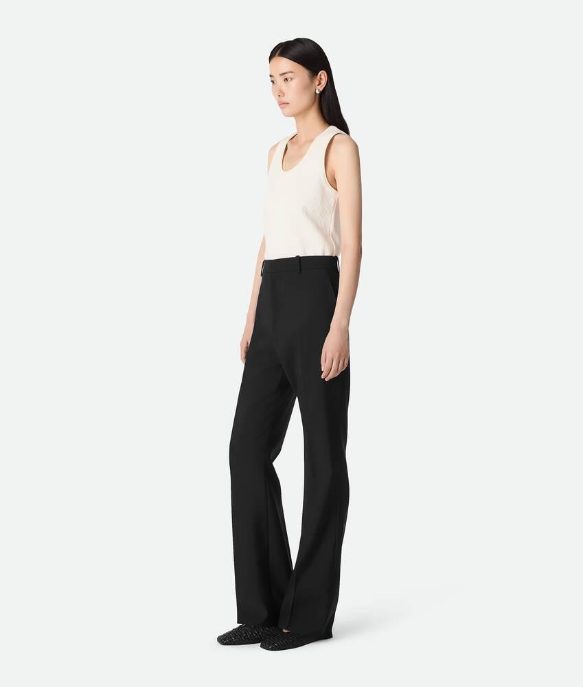 Women's Light Wool Flared Trousers in Black Product Image