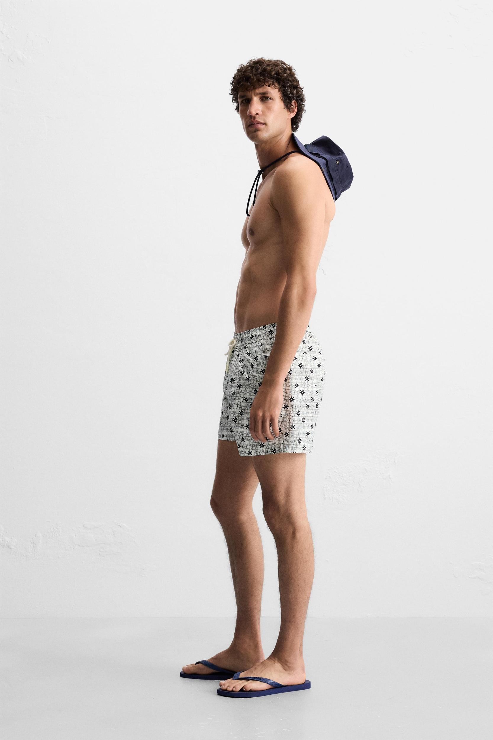 GEOMETRIC PRINT MID-LENGTH SWIMSUIT Product Image