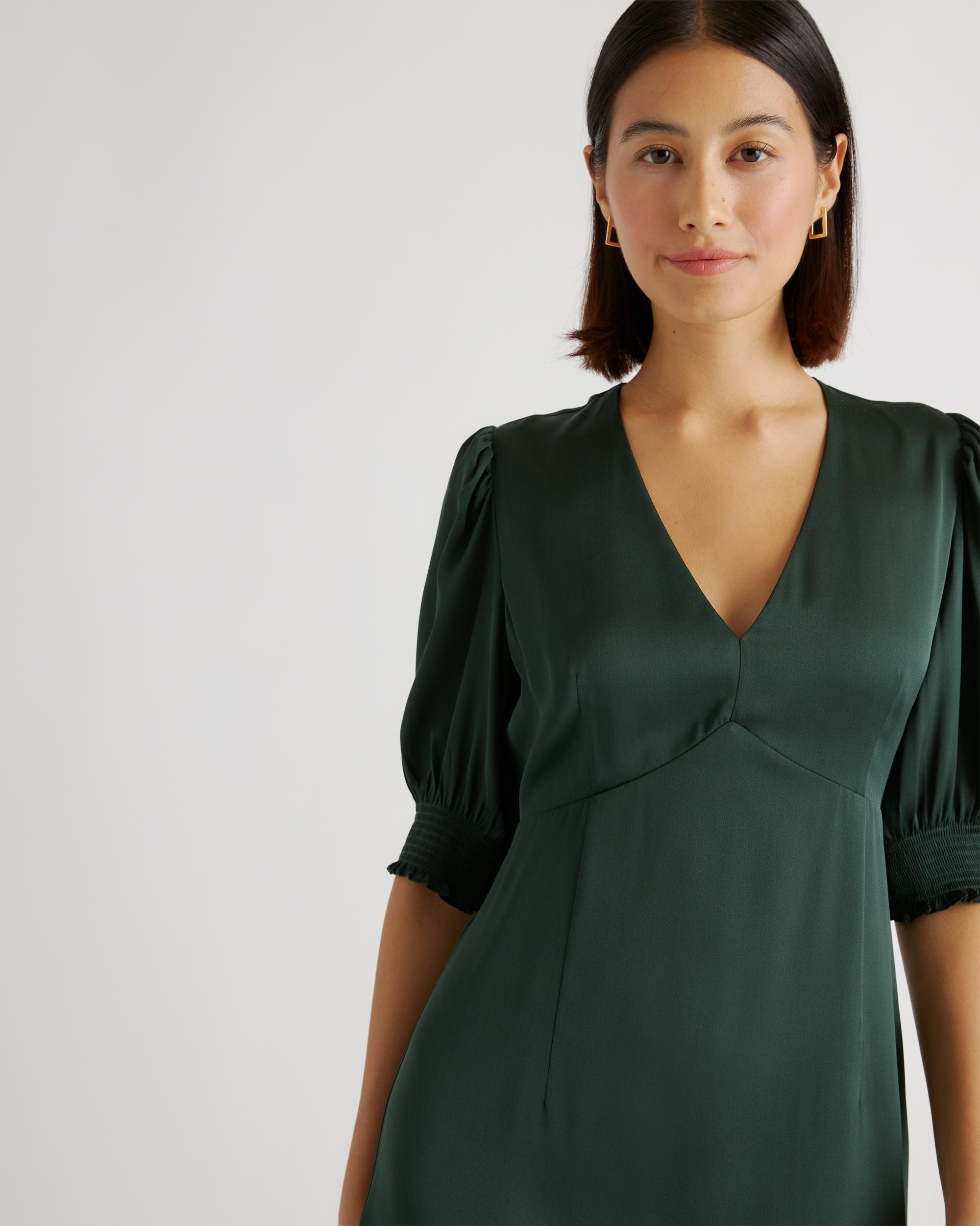 Quince | Women's Washable Stretch Silk Puff Sleeve Mini Dress Size XL, Mulberry Silk Product Image