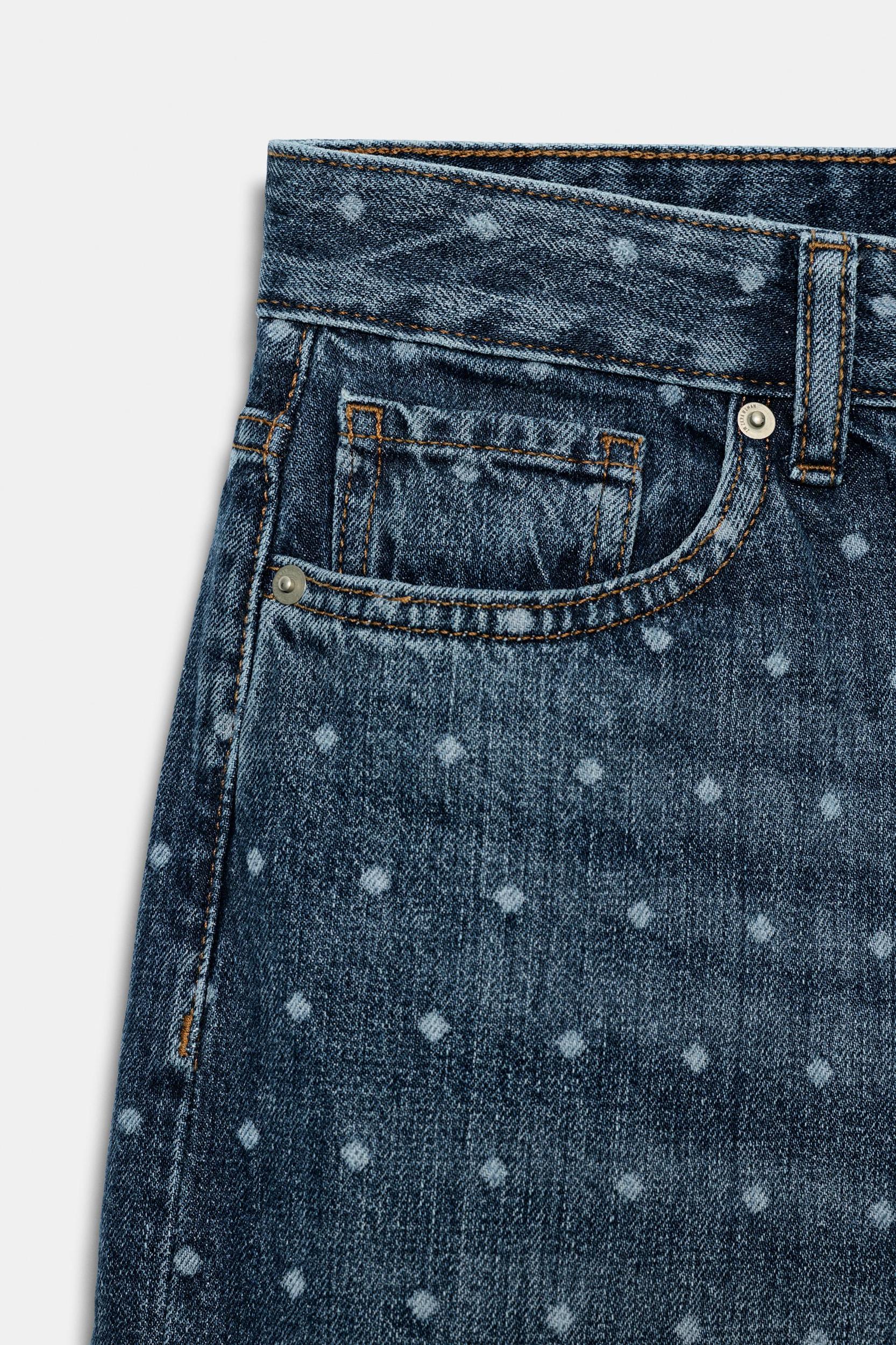 ZW COLLECTION POLKA DOT MID-RISE TAPERED JEANS Product Image