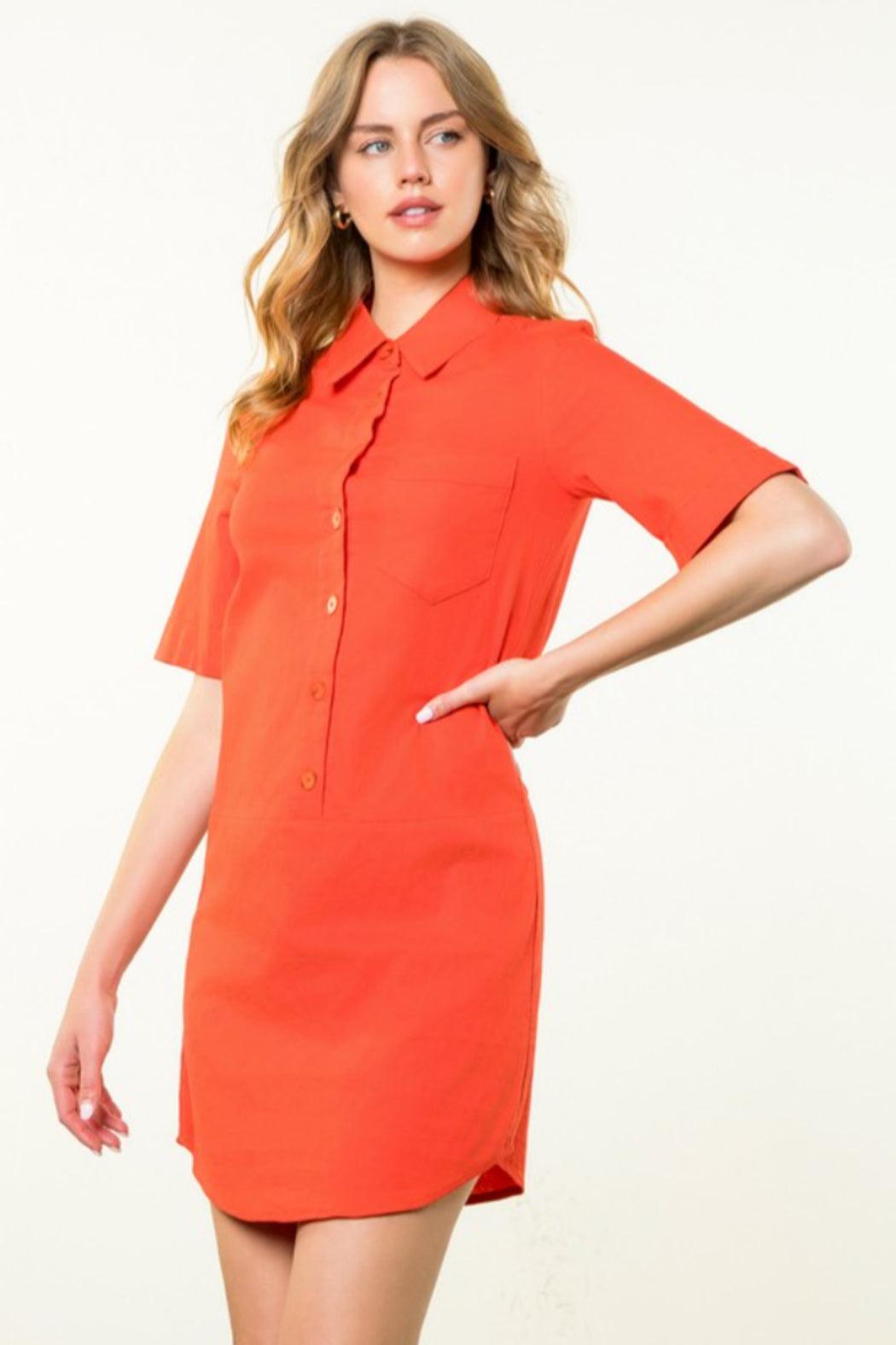 SS Button Front Dress Product Image