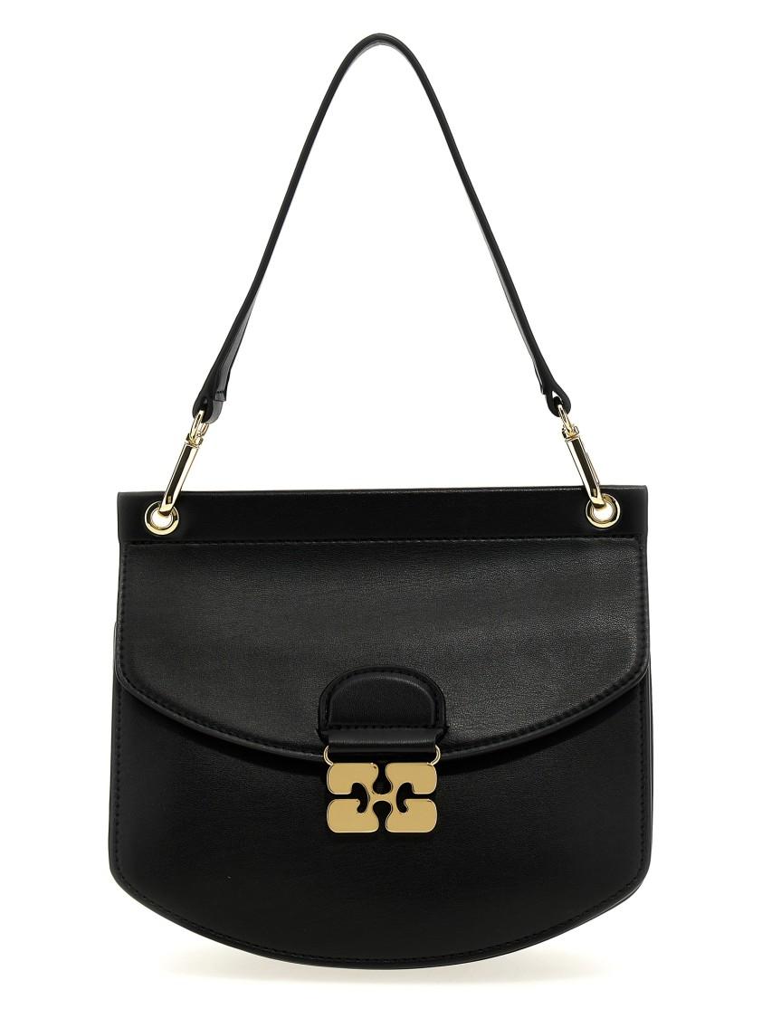GANNI Small Shoulder Bag With Adjustable Strap And Gold-tone Hardware In Black Product Image