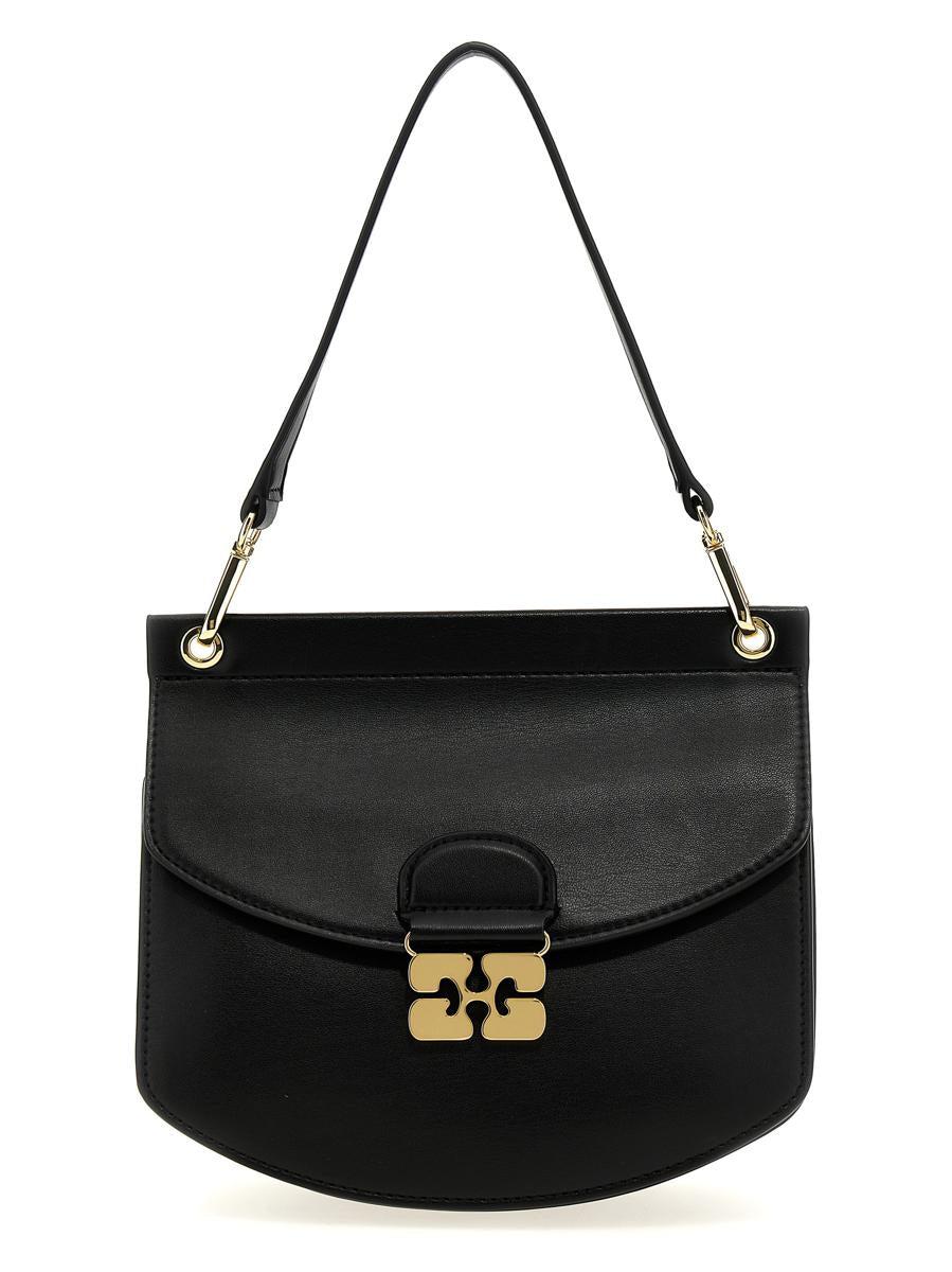 GANNI Small Shoulder Bag With Adjustable Strap And Gold-tone Hardware In Black Product Image