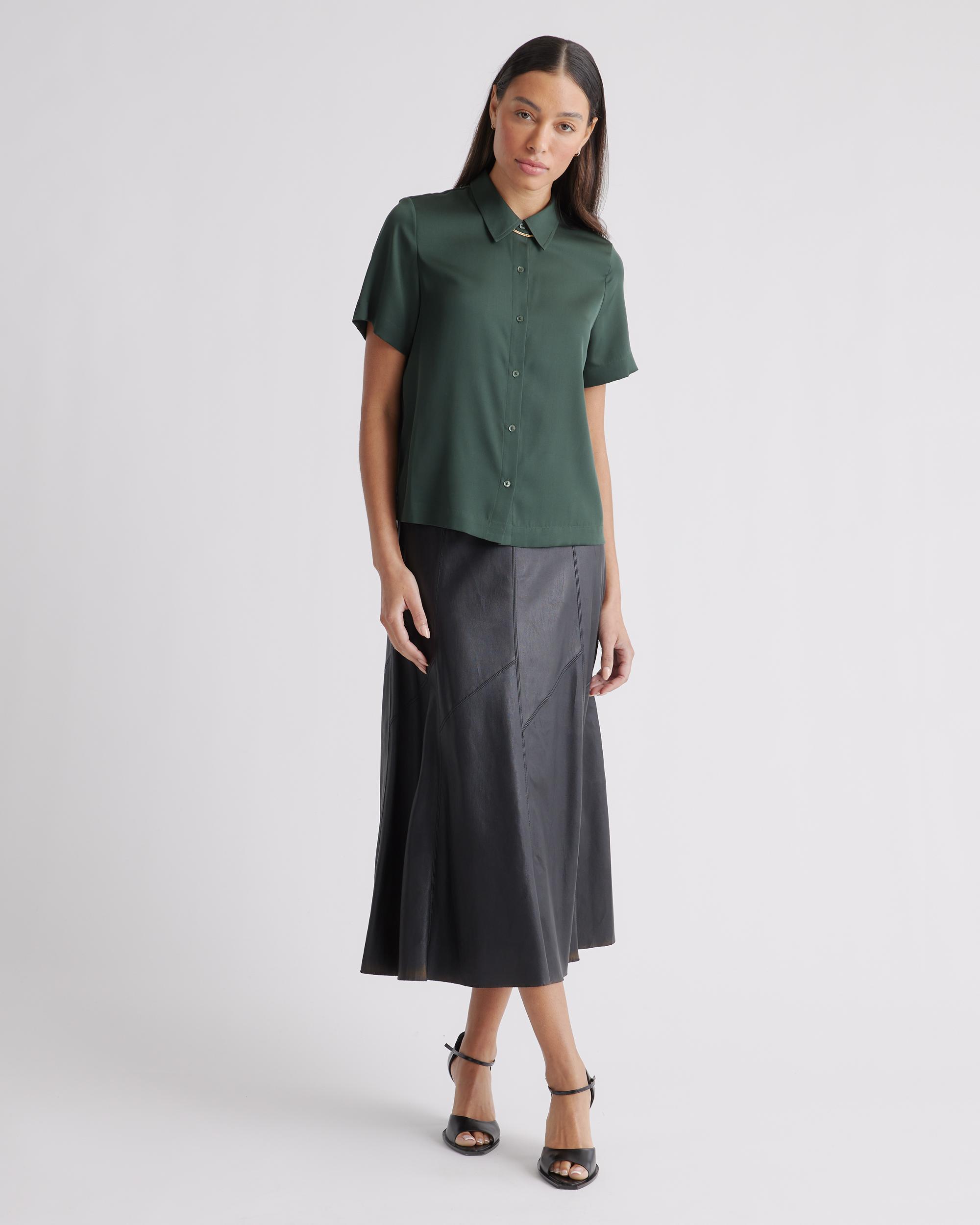 Quince | Women's Washable Stretch Silk Short Sleeve Blouse Size XL Product Image