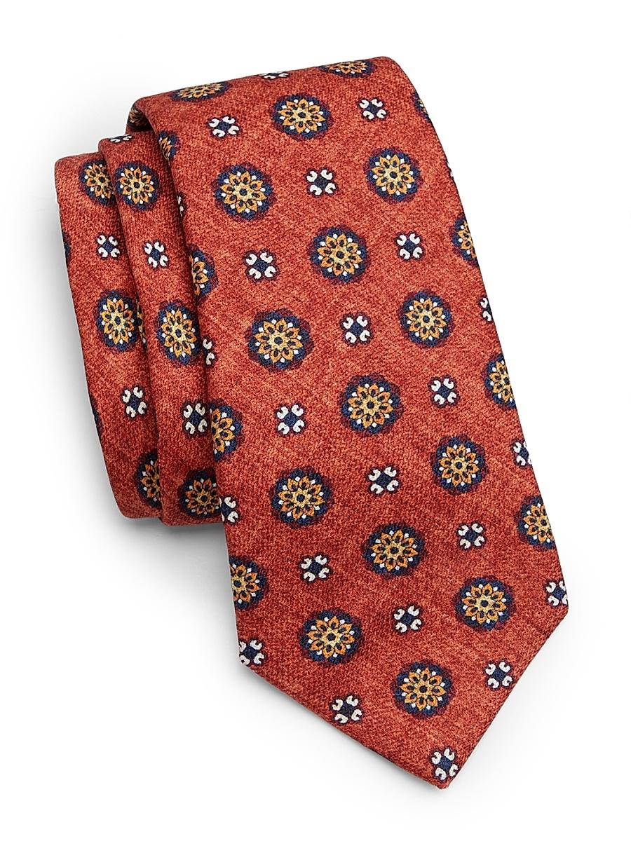 Mens Floral Medallion Silk Tie Product Image