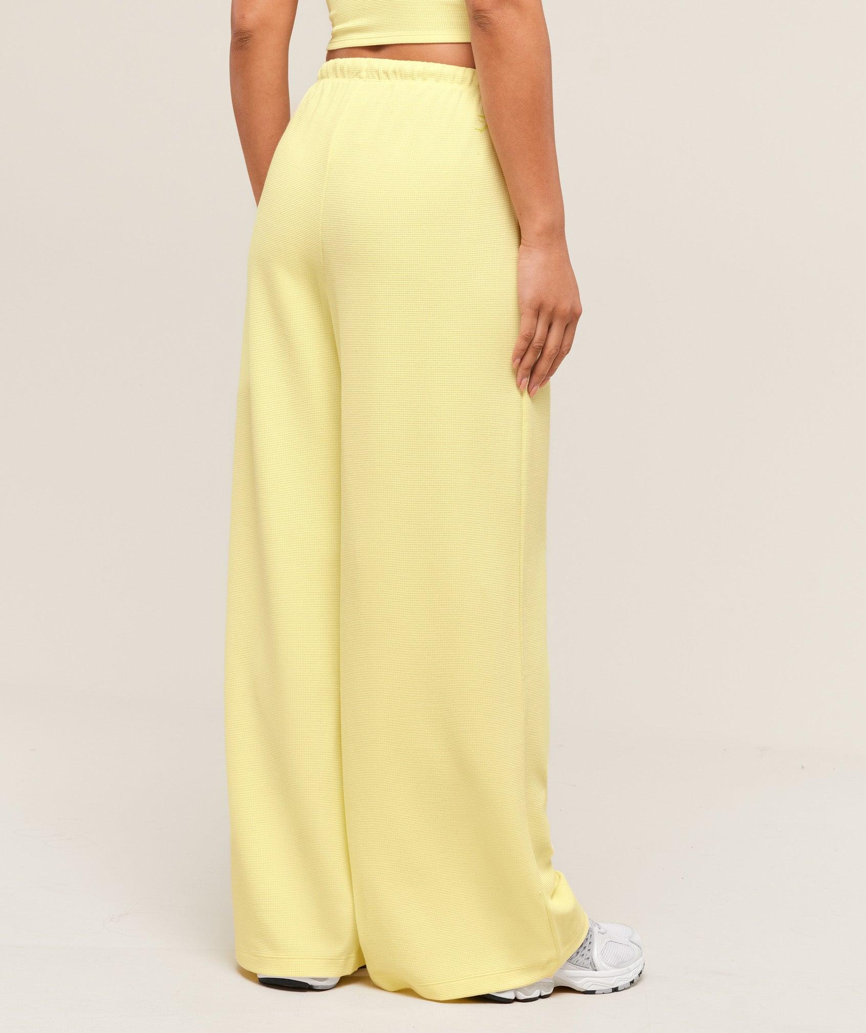 Gymshark Waffle Wide Leg Pants - Refresh Yellow Female Product Image