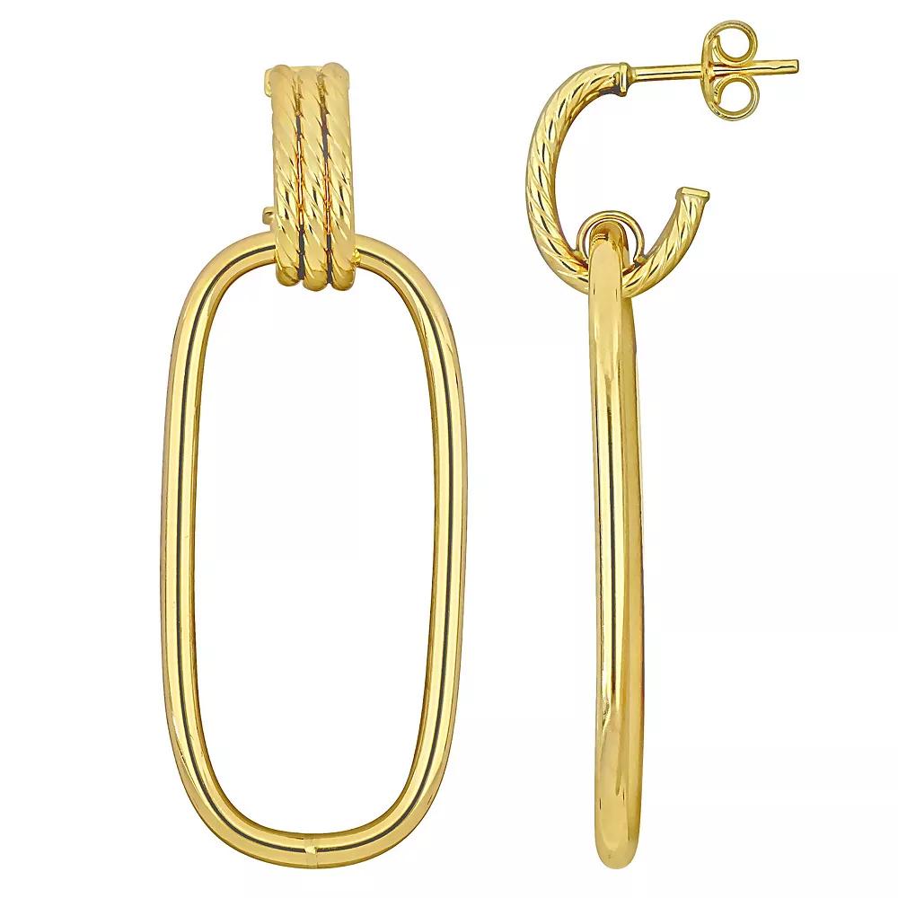 Stella Grace 10k Gold Open Huggie Hoop & Open Rectangular Drop Earrings, Women's Product Image