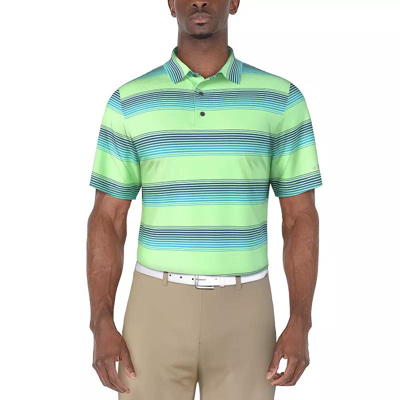 Men's Grand Slam Multi Stripe Printed Short Sleeve Golf Polo, Size: Medium, Green Ash Product Image