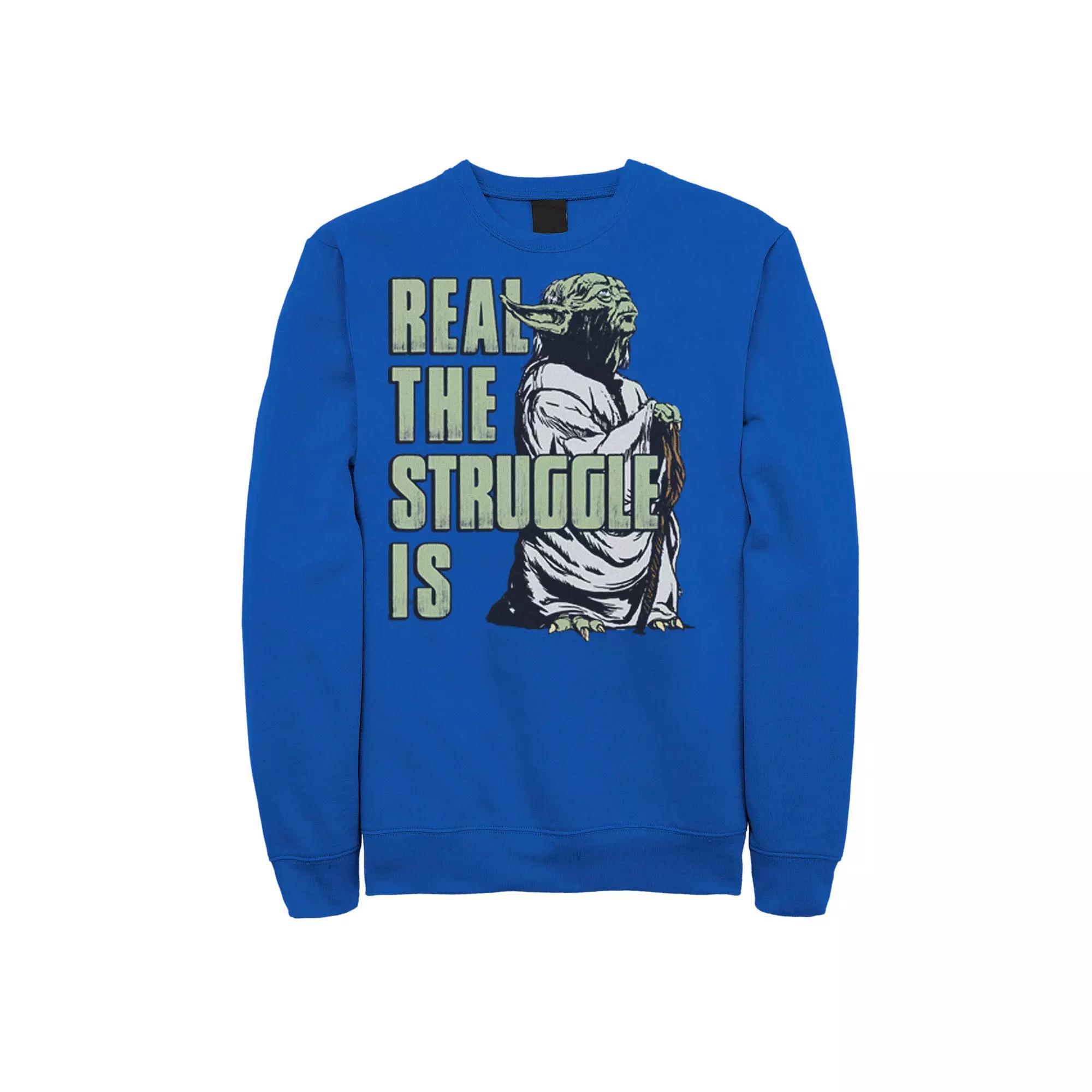 Men's Star Wars Yoda Real The Struggle Is Sweatshirt,  Product Image
