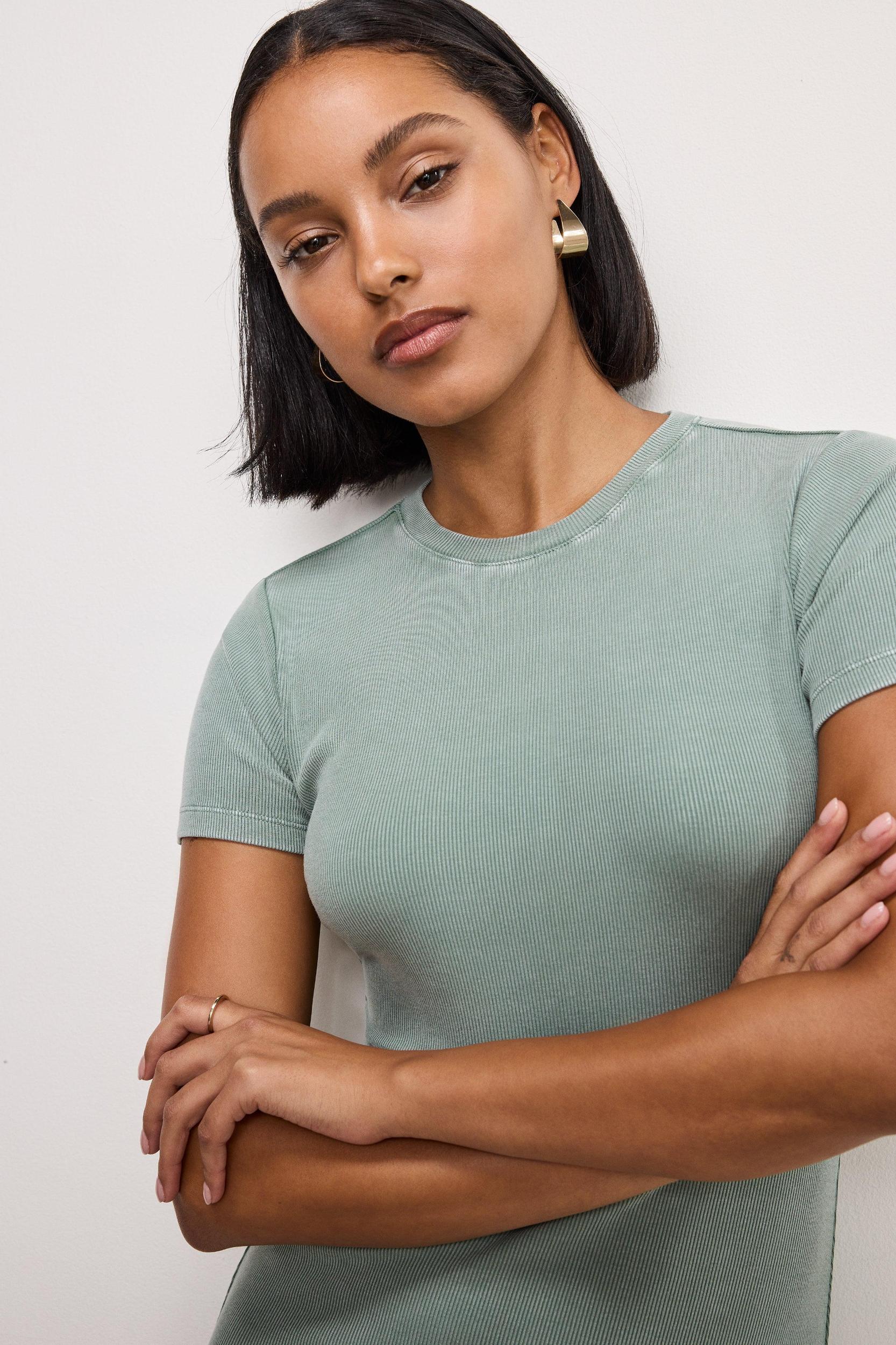 RIBBED TEE MAXI DRESS | WASHED FATIGUE GREEN001 Product Image