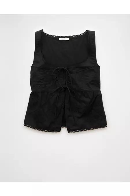 AE Tie Front Scoop Neck Flyaway Tank Top Women's Product Image