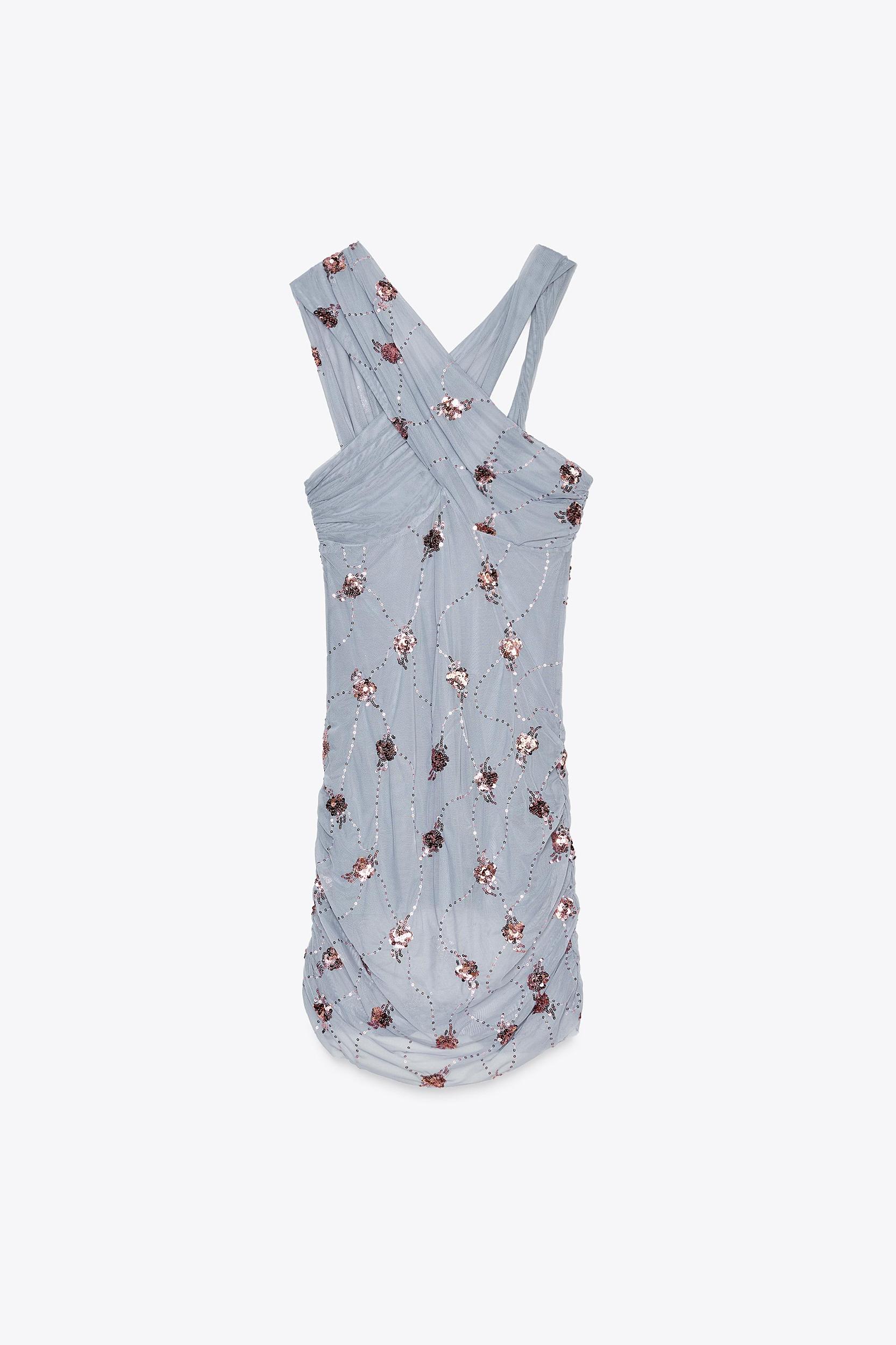 DRAPED SEQUIN DRESS Product Image