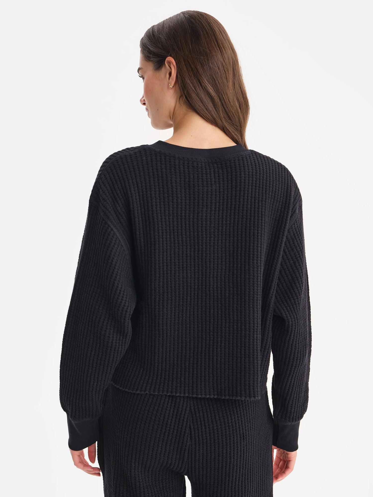 Organic Waffle Cropped Henley Female Product Image