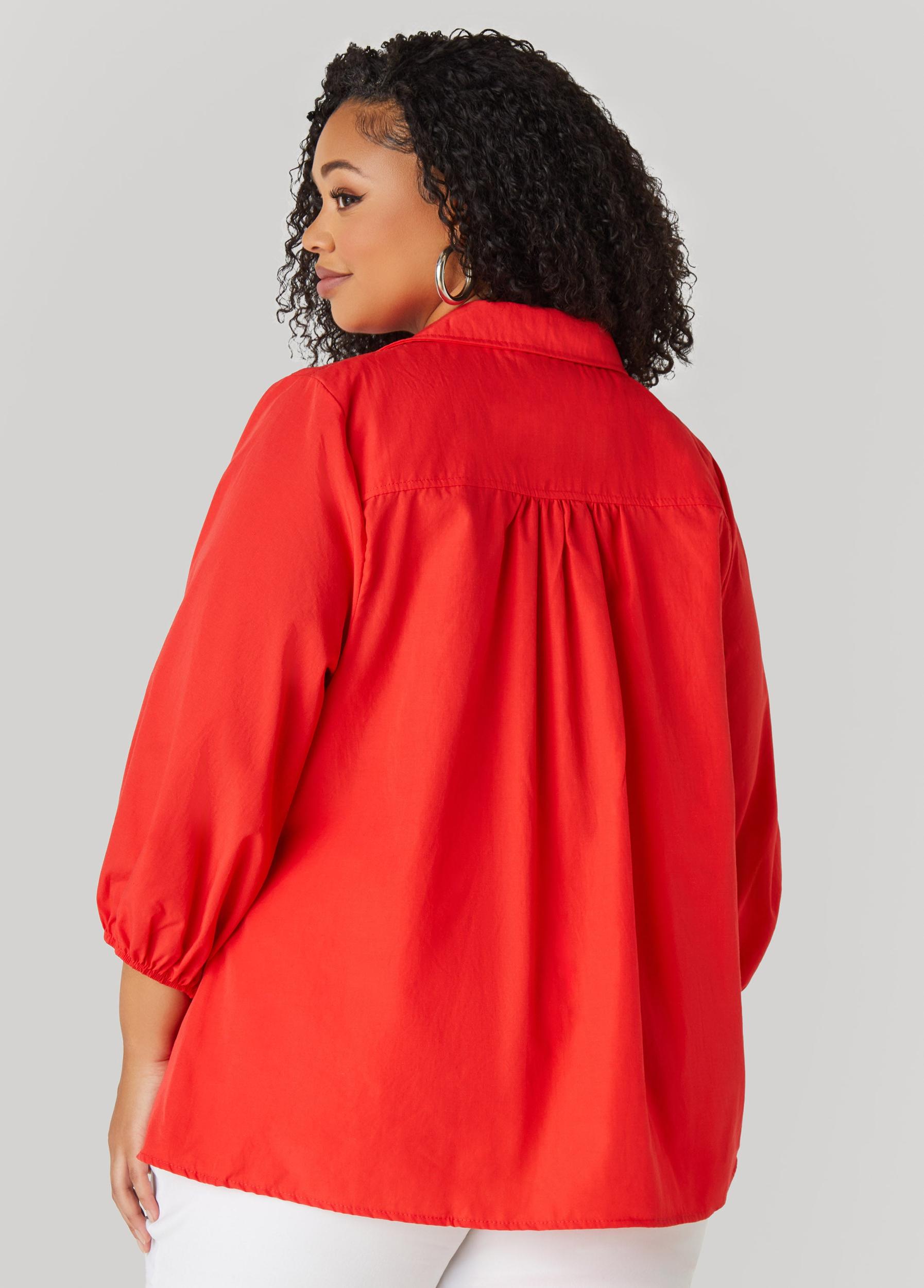 Smocked Cotton Blend Blouse Product Image