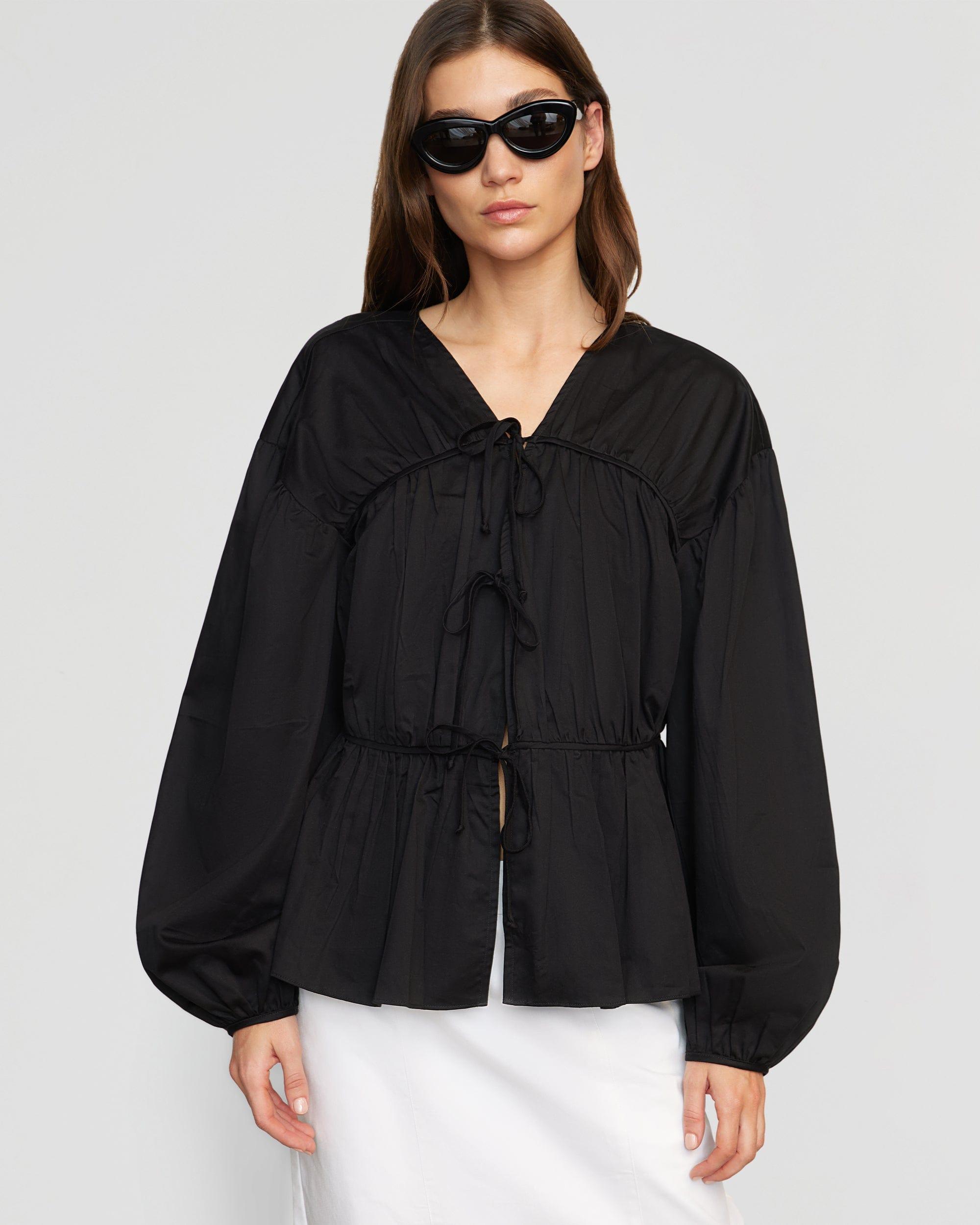 Hira Tie-Front Organic Cotton Blouse Product Image