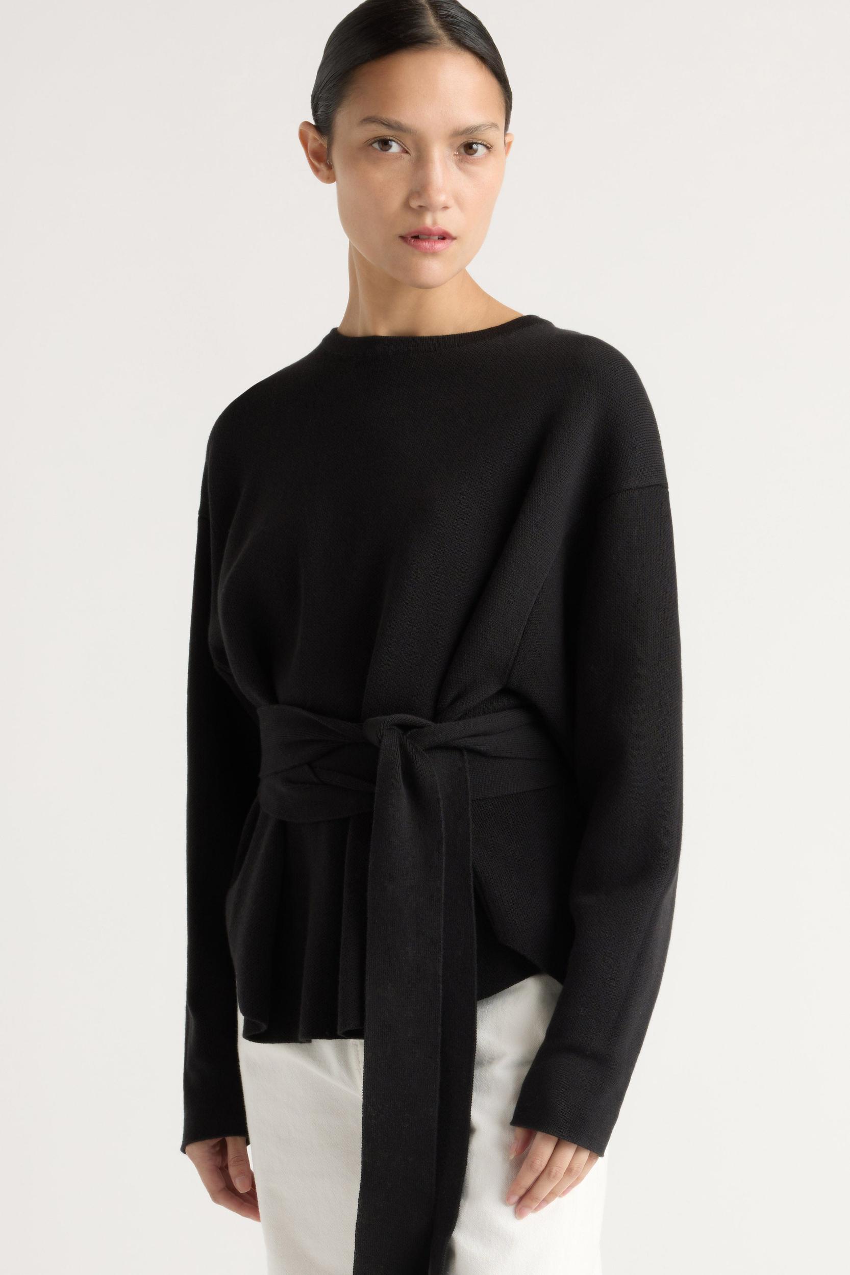 Nara Tie-Front Knit Sweater Product Image