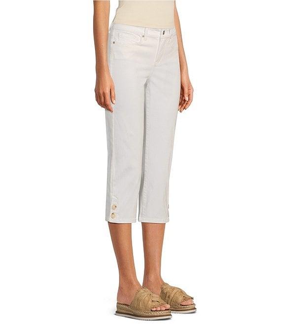 NYDJ Petite Size Marilyn Lift Tuck® Technology Straight Leg Side Button Plackets Hem Crop Jeans Product Image