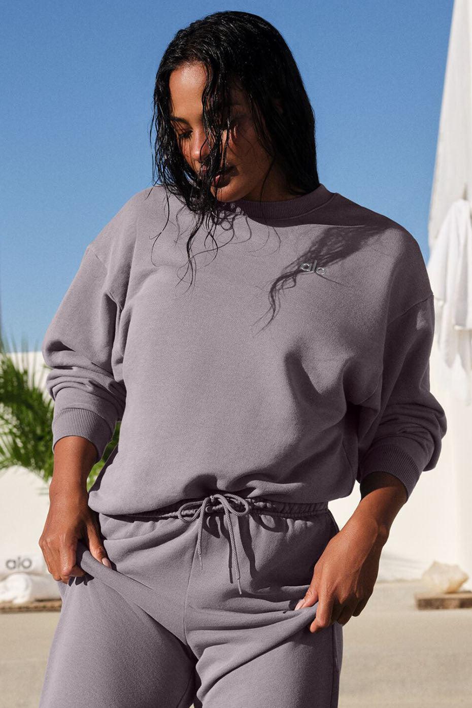 Washed Accolade Crew Neck Pullover - Cool Grey Wash Female Product Image