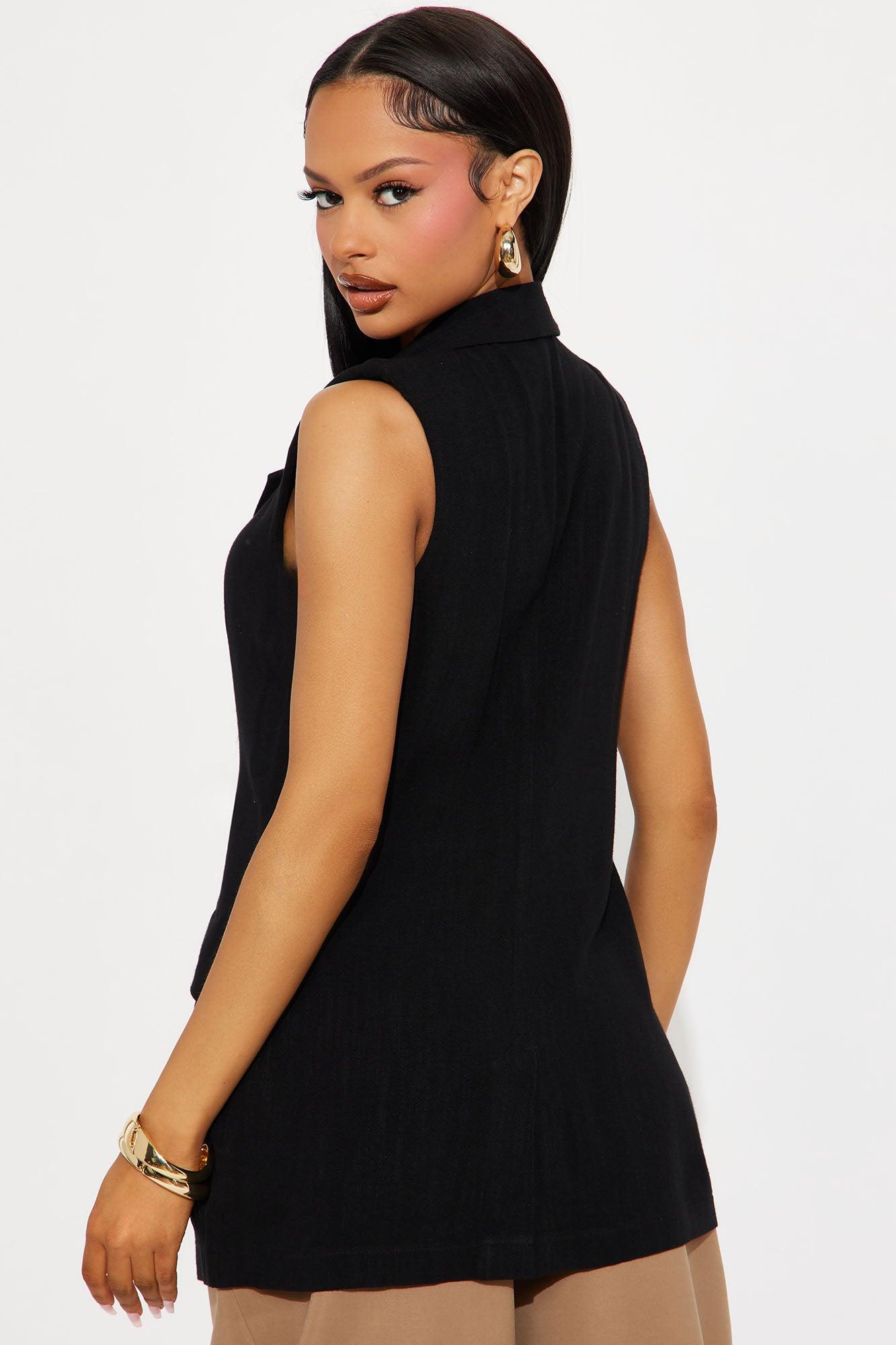 Azani Linen Vest - Black Product Image