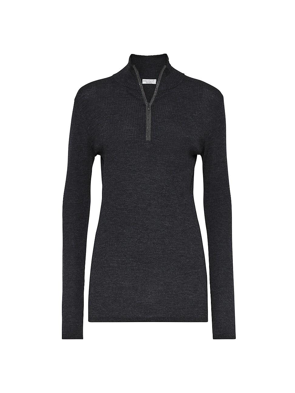 Womens Virgin Wool and Cashmere Rib Lightweight Sweater Product Image