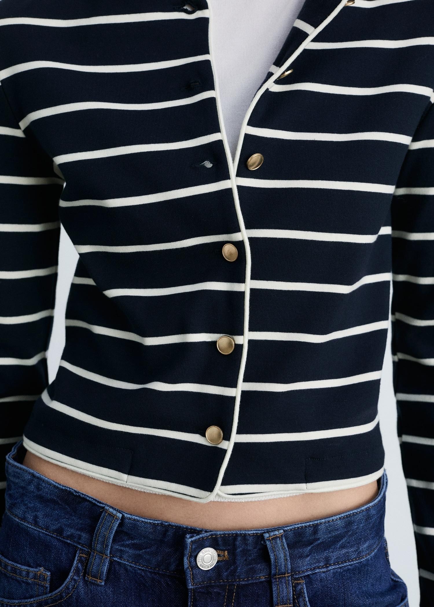 Stripped knit cardigan - Women | MANGO USA Product Image