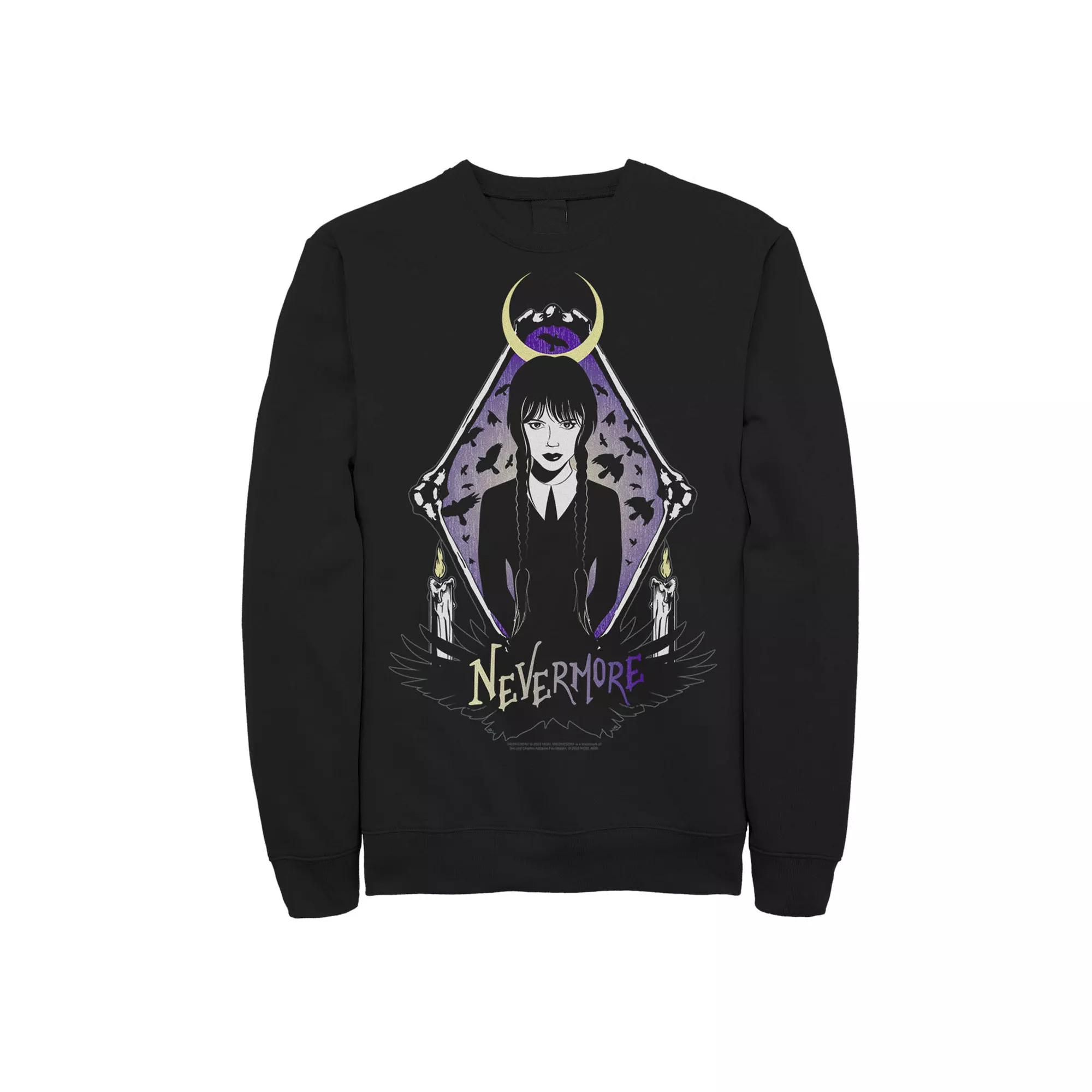 Big & Tall Wednesday Nevermore Moon Ravens And Candles Graphic Fleece Pullover, Men's,  Product Image