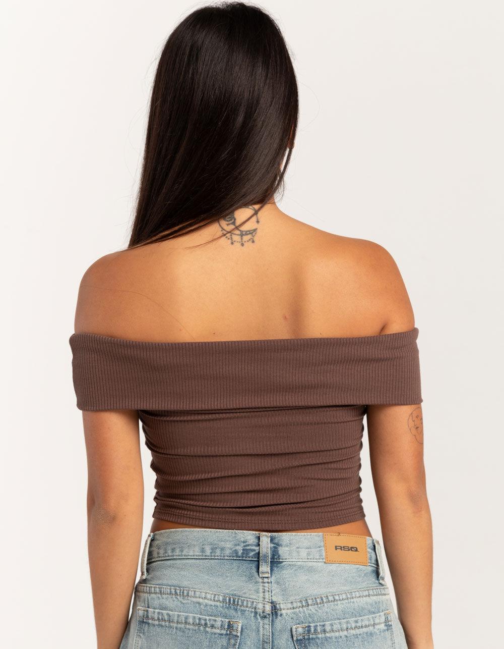 RSQ Womens Off The Shoulder Top - BROWN Product Image
