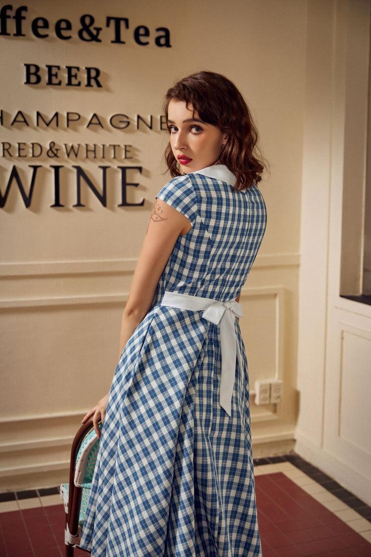 Blue Checker Swing Dress Product Image
