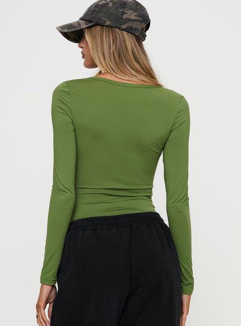 Delgado Long Sleeve Bodysuit Olive Product Image